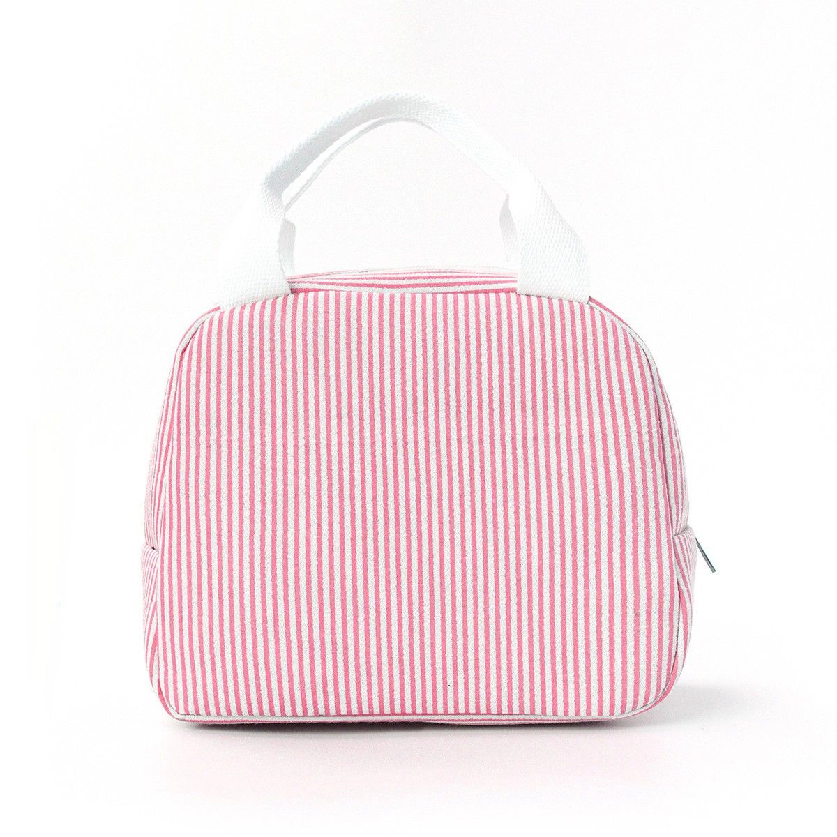 Alilang Women's Striped Insulated Lunch Tote Bag with Front Pocket and Zip Closure, Black Stripe
