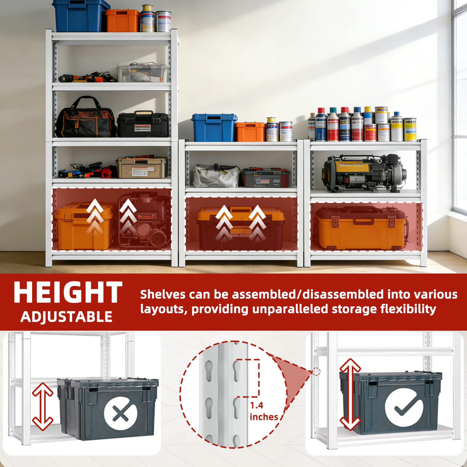 Flynama 5 Tier Heavy Duty White Metal Utility Shelving Unit Solid Ventilated Shelves 31.5 in W x 15.7 in D x 63 in H