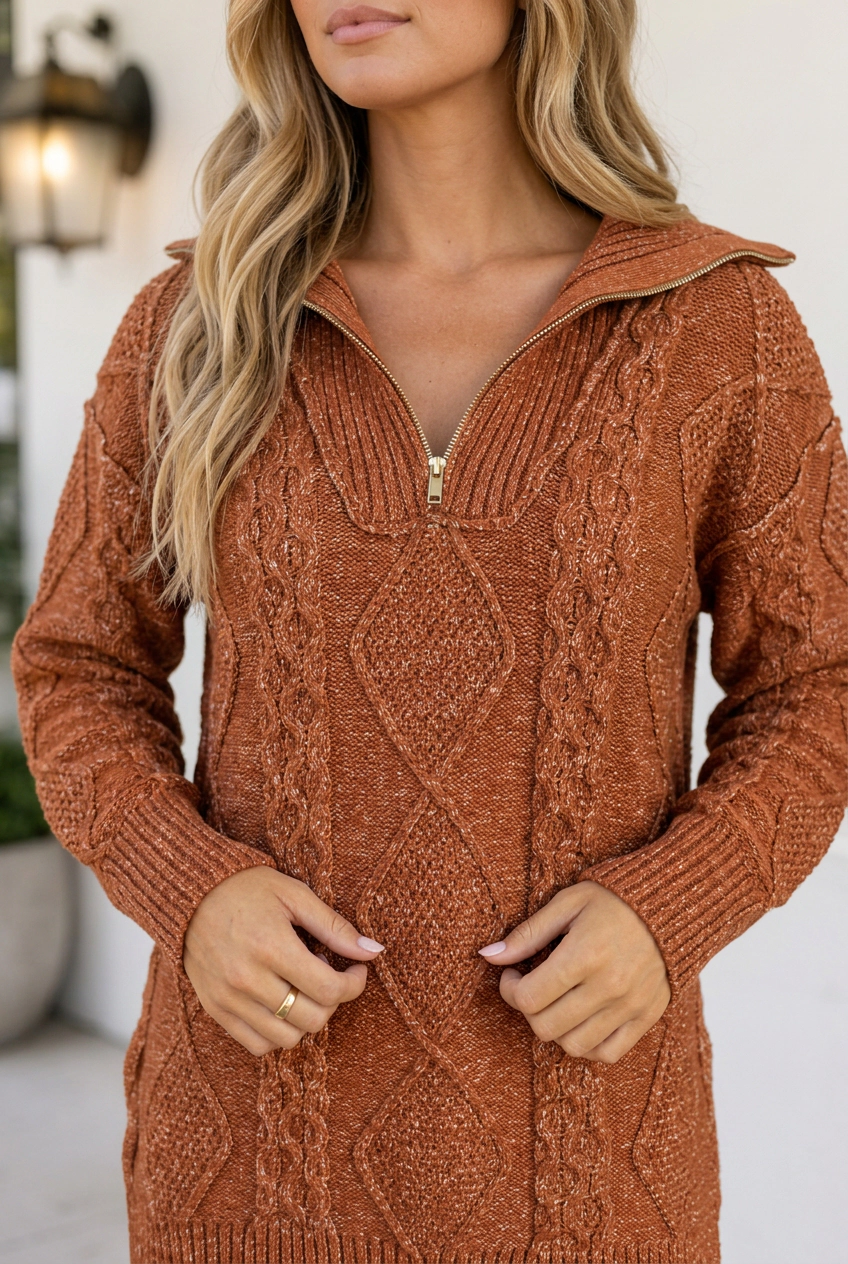 Threaded Pear Keith Knit Drop Shoulder Long Sweater