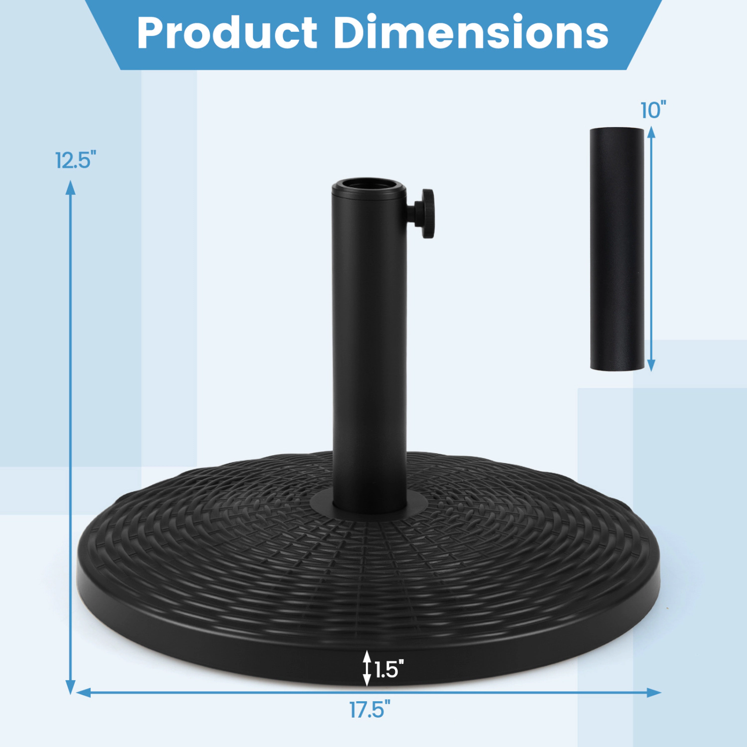 Slickblue Patio Umbrella Base Cement Filled 17.5 Inch Stand for Outdoor Shade Umbrella Support