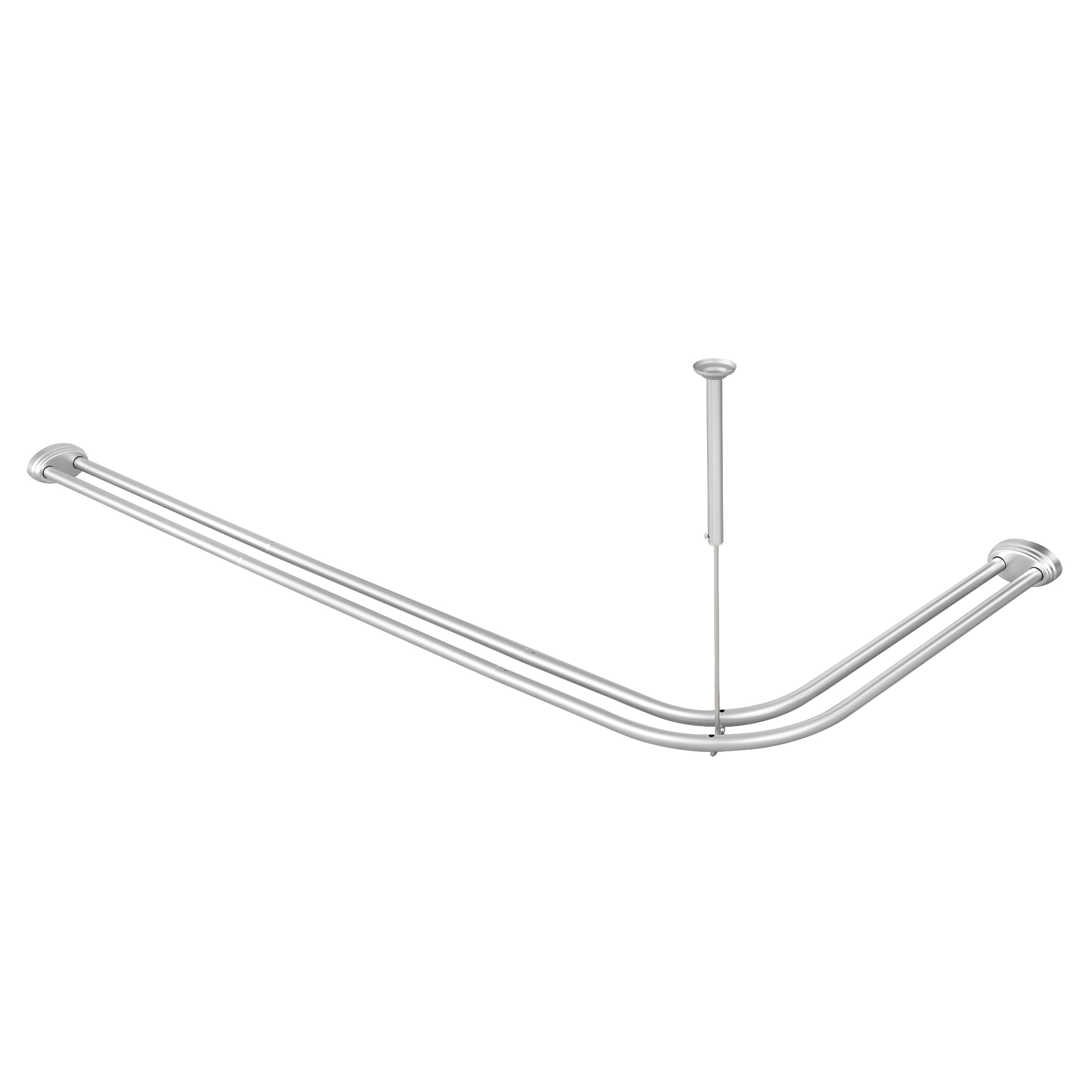 Utopia Alley Rustproof Aluminum Double L Shaped Shower Curtain Rod 72"Lx31.7"W, with 24 Hooks & Ceiling Support