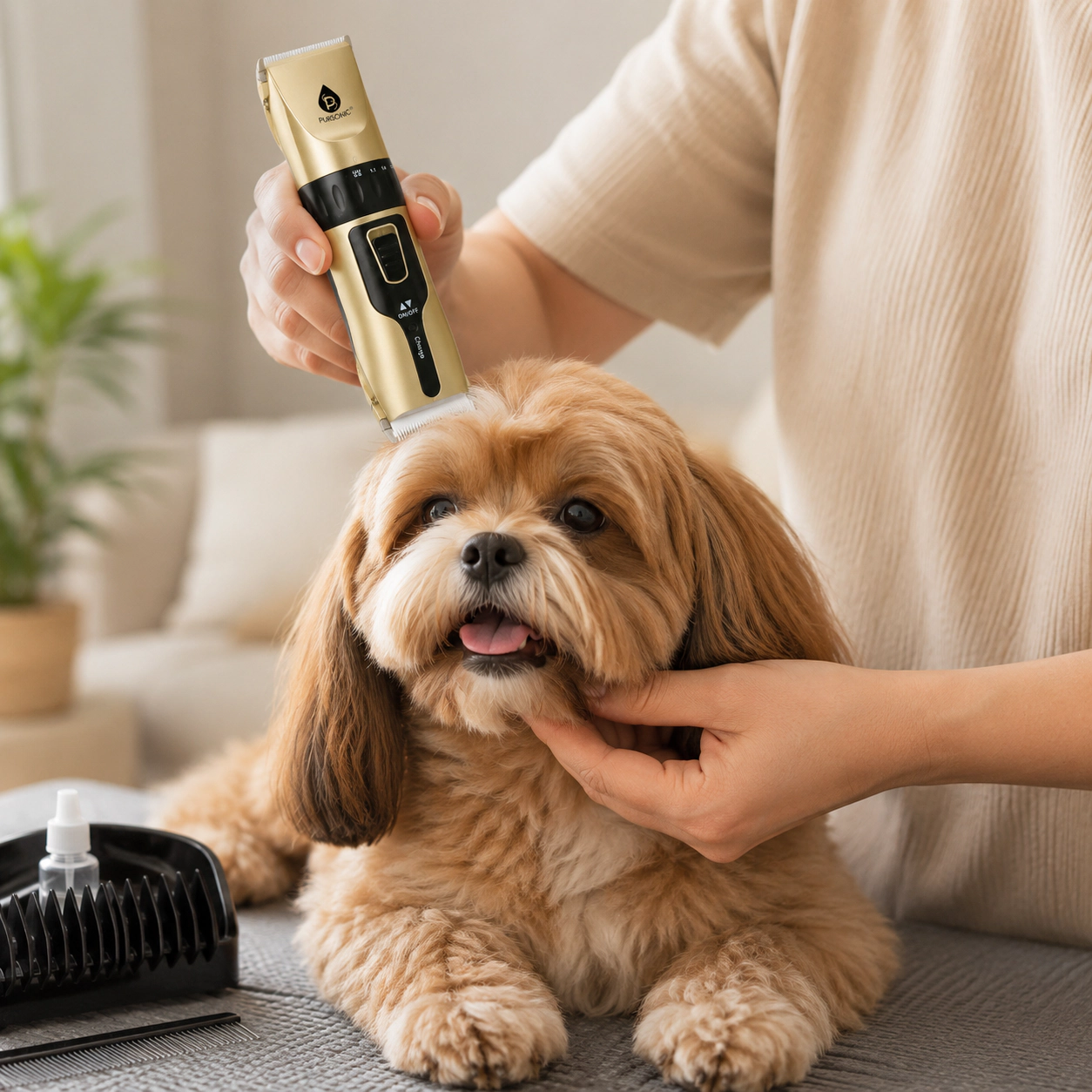 Pursonic Pet Care Bundle: Lavender Pet Wipes & Rechargeable Pet Hair Trimmer Grooming Kit for Dogs & Cats