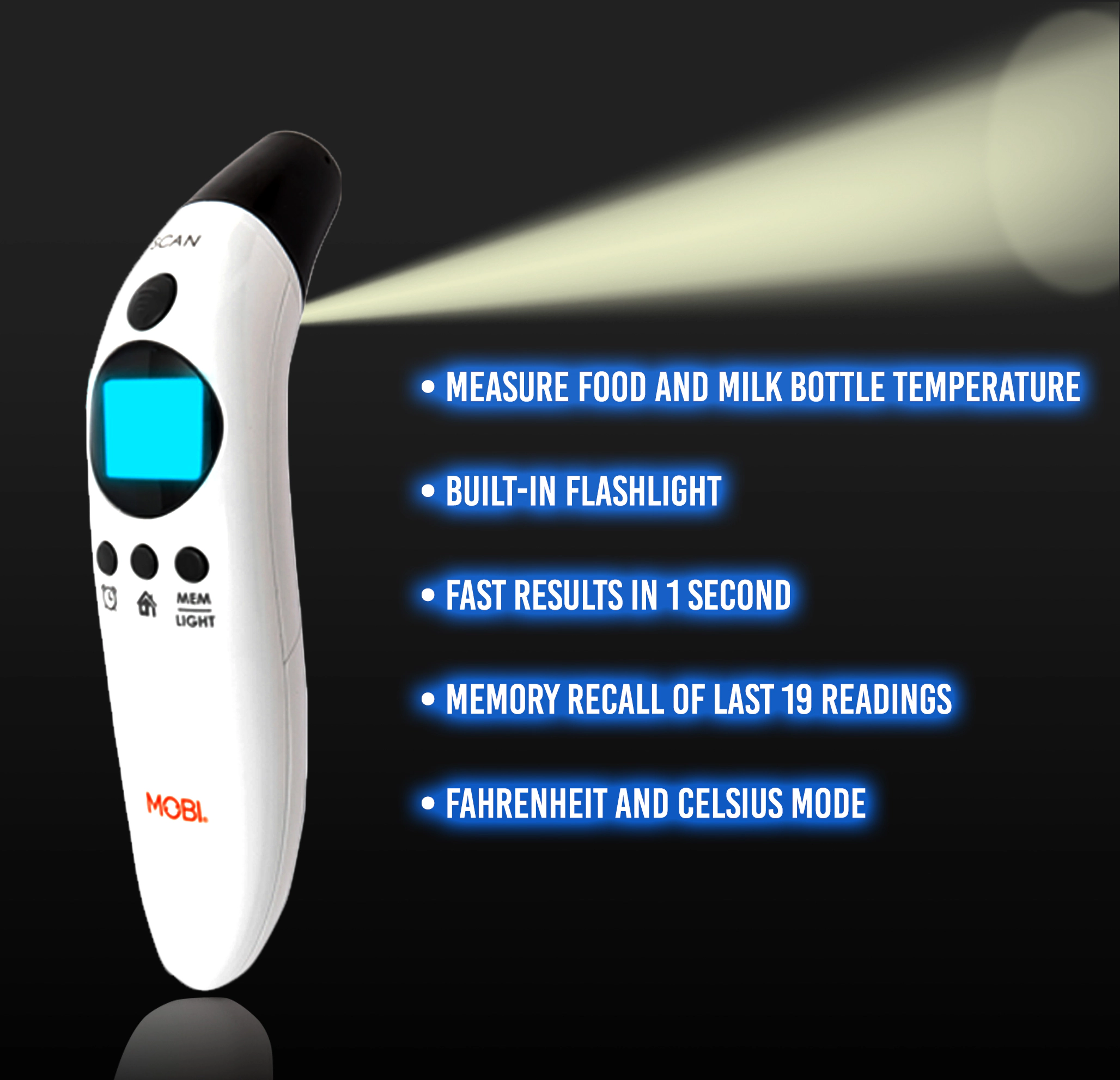 MOBI DualScan Health Check Ear & Forehead Digital Thermometer + Medication Reminder Alarm