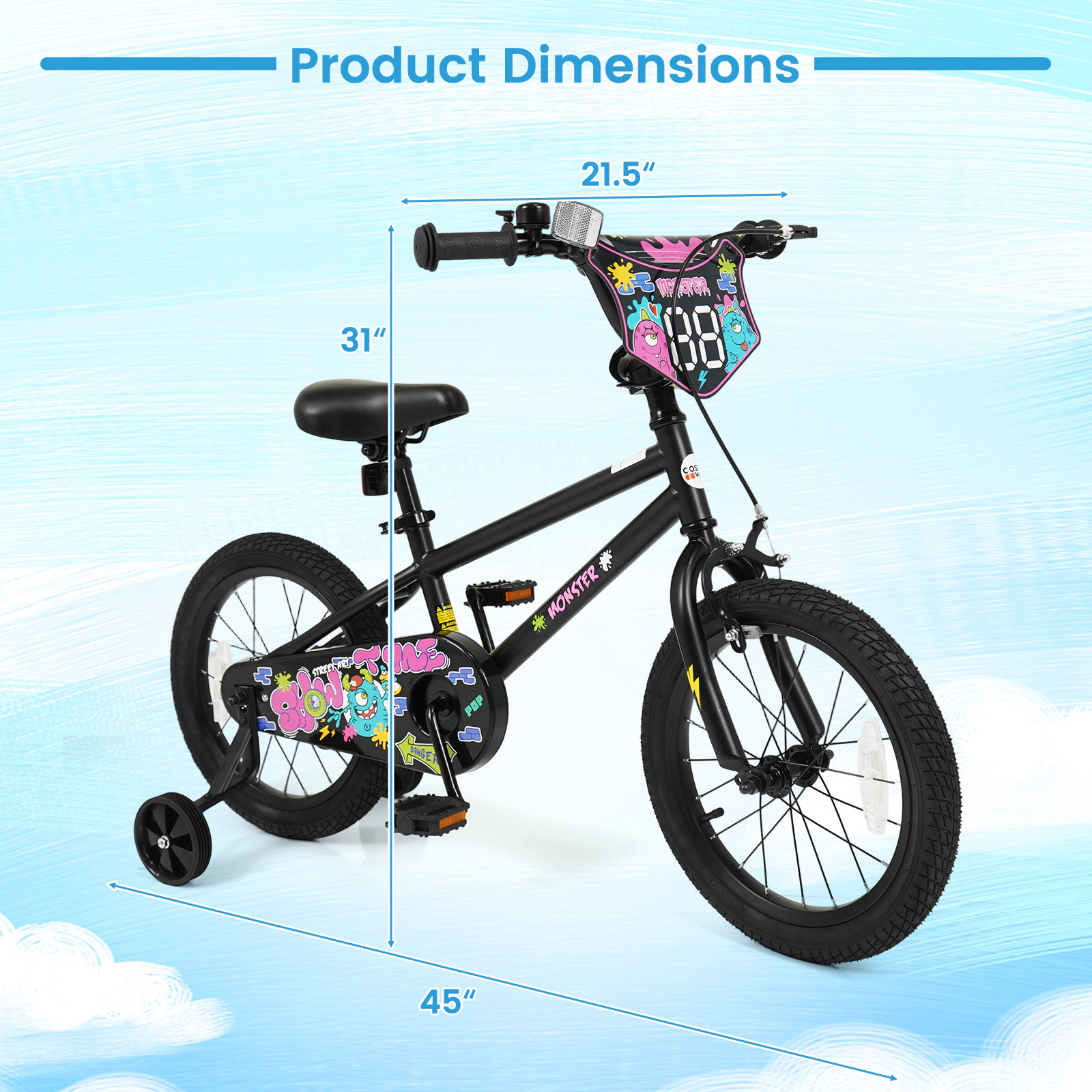 LJG Kids Bike with Training Wheels