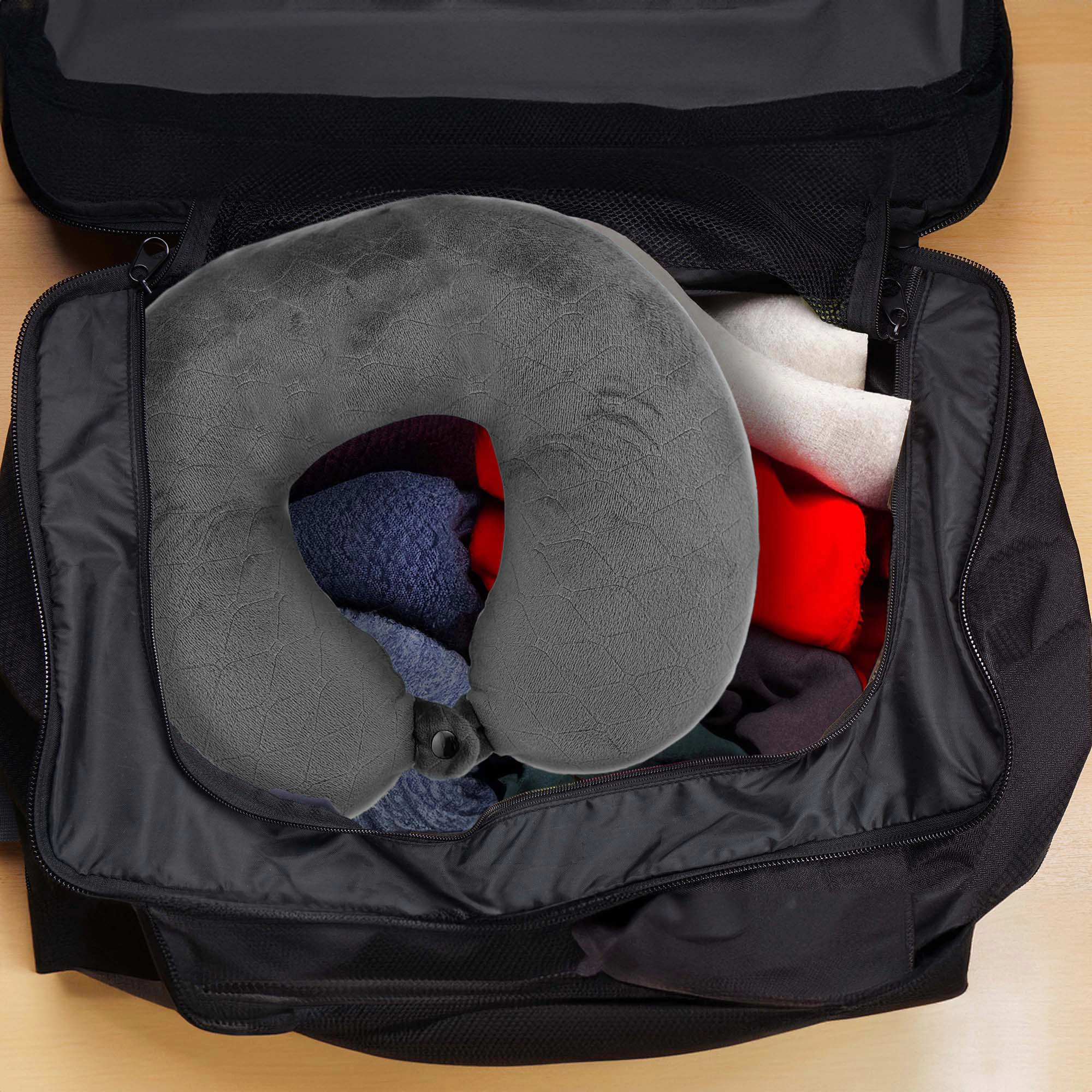 Pursonic Unisex Travel Comfort Memory Foam Neck Pillow with Sleep Mask