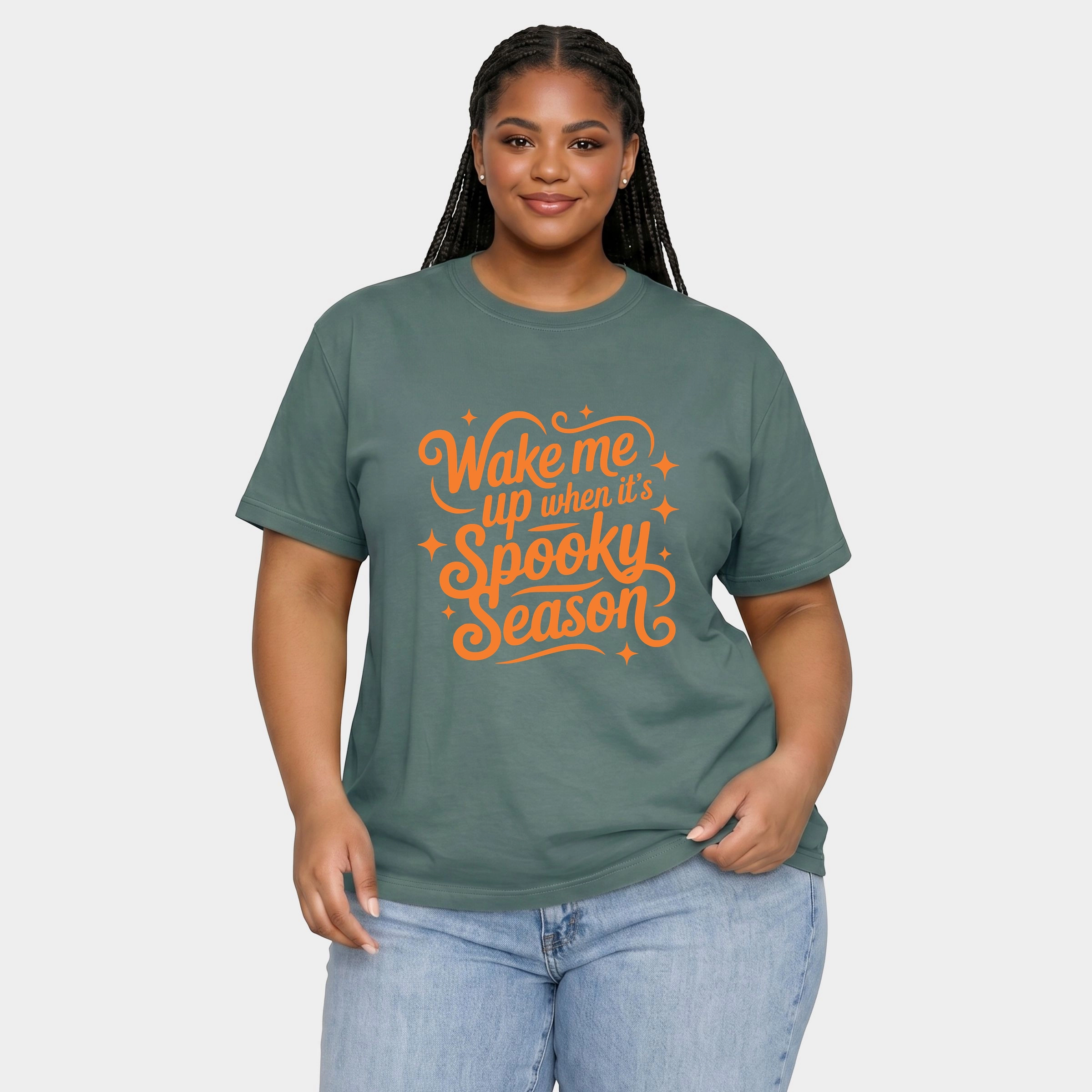 Simply Sage Market - Women's Plus Sized Garment Dyed Graphic T-Shirt Wake Me Up When It's Spooky Season
