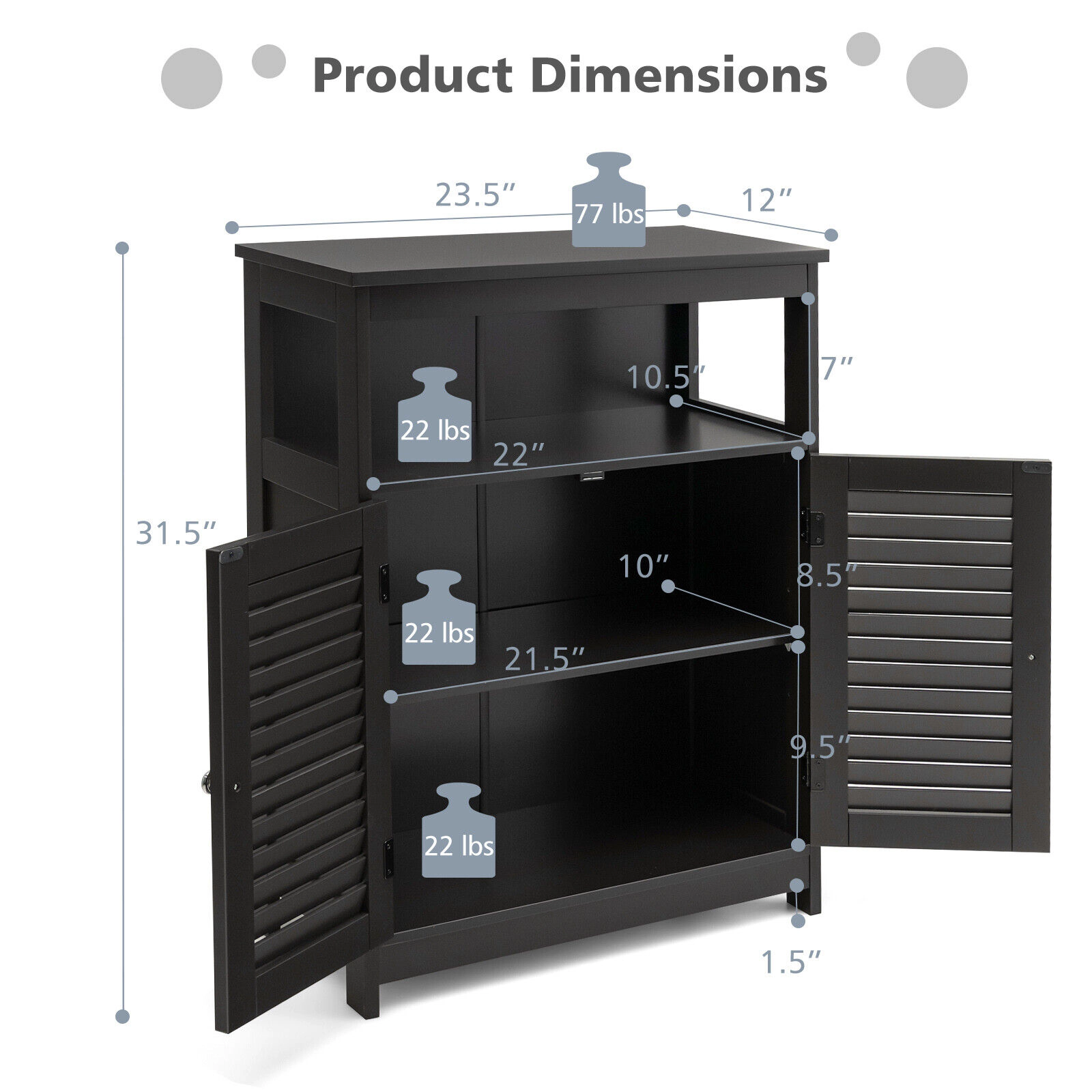 SlickBlue Freestanding Bathroom Cabinet with Open Shelves and Doors