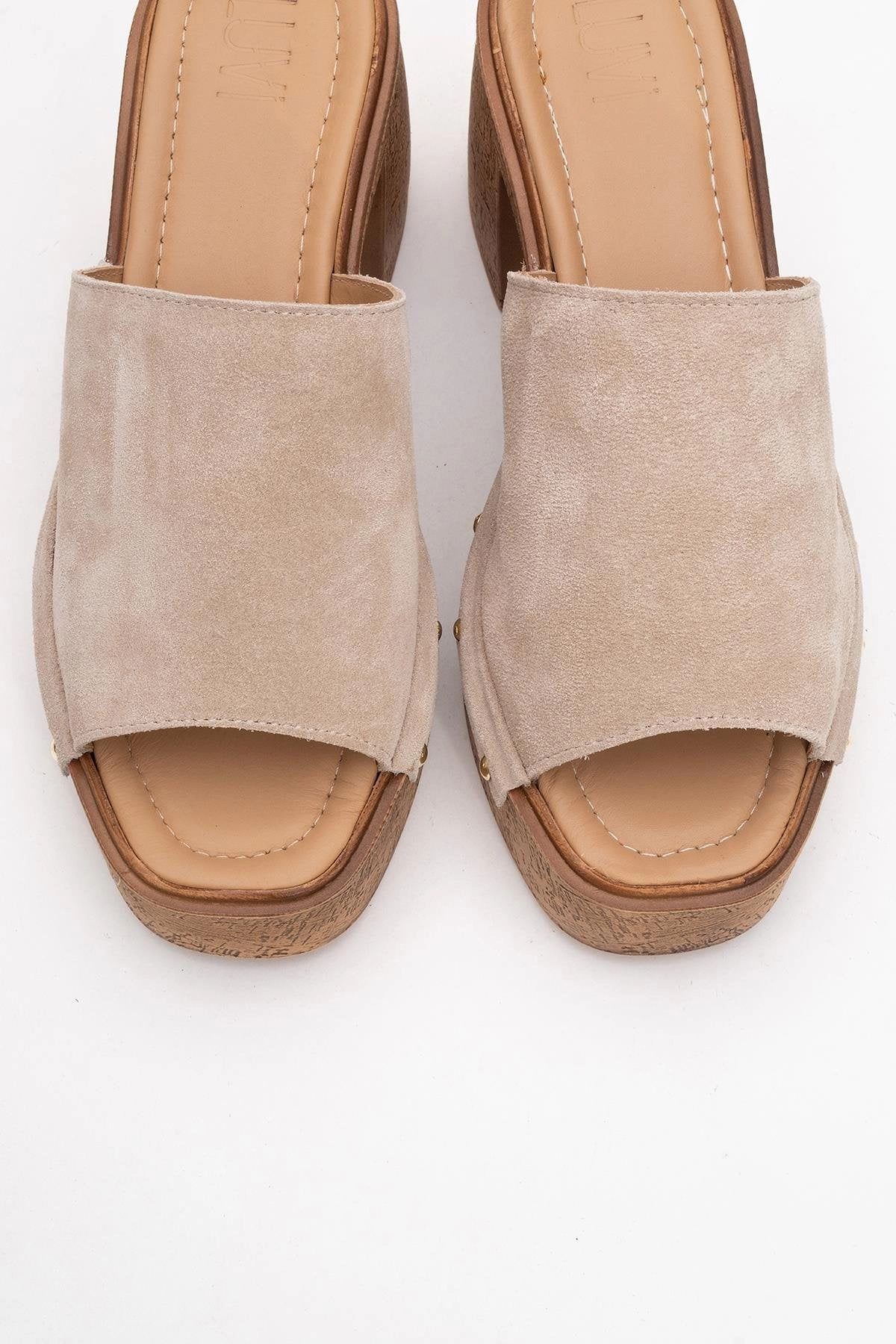 Forever & Always Womens Pull Leather Platform Mules