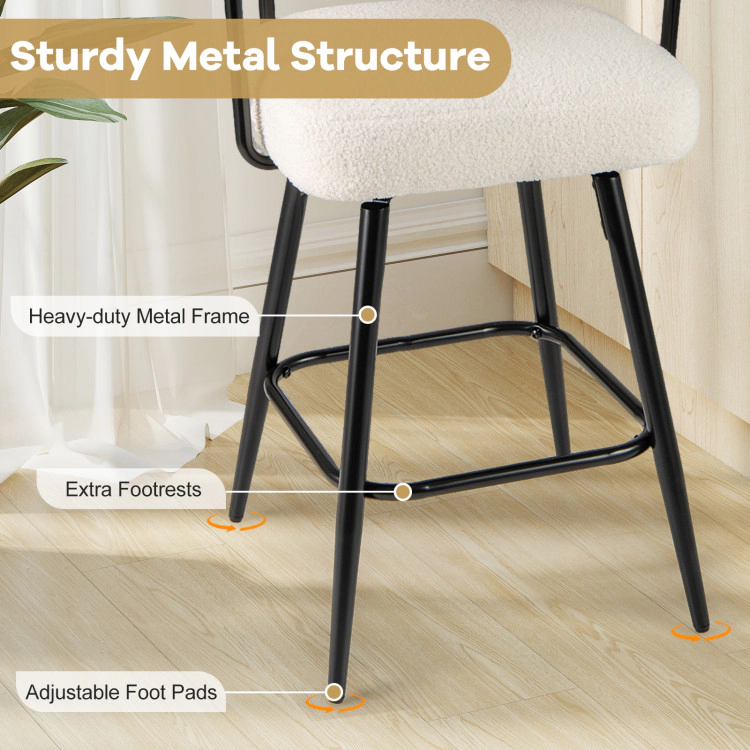 Hivvago Set of 2 Counter Height Swivel Bar Chairs with Armrests and Ergonomic Curved Back