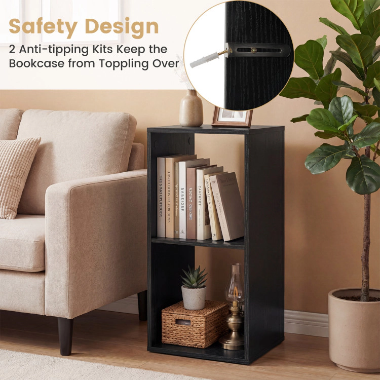 Hivvago 2 Cube Bookshelf with Back Guardrail for Living Room Bedroom