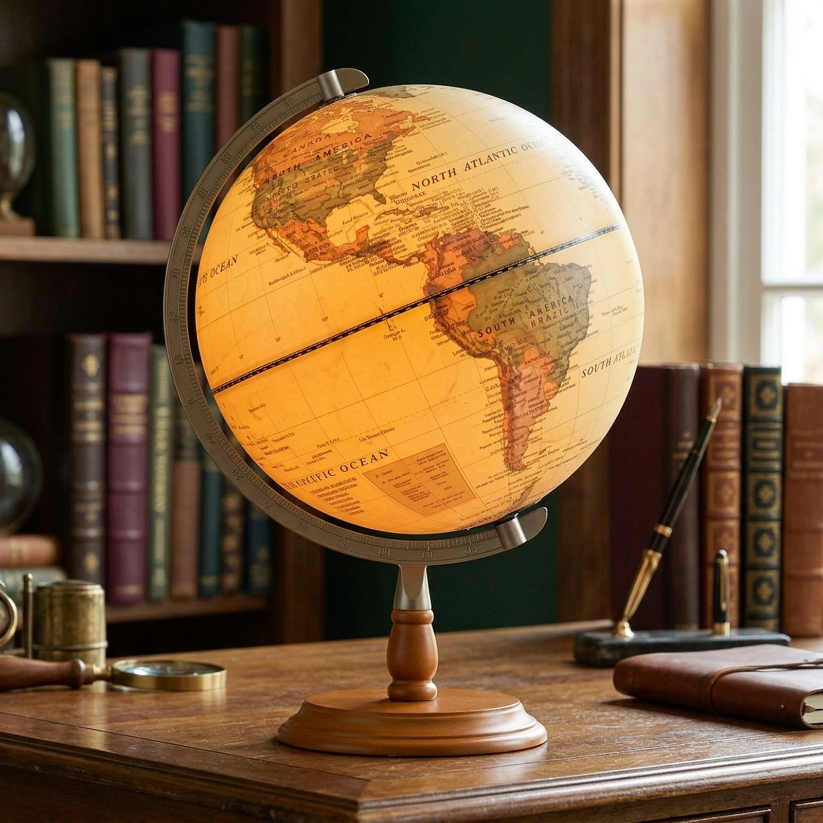 SUGIFT 12-in Illuminated World Globe with Built-In LED Night Light Embossed Relief and 4.6-ft USB Cord