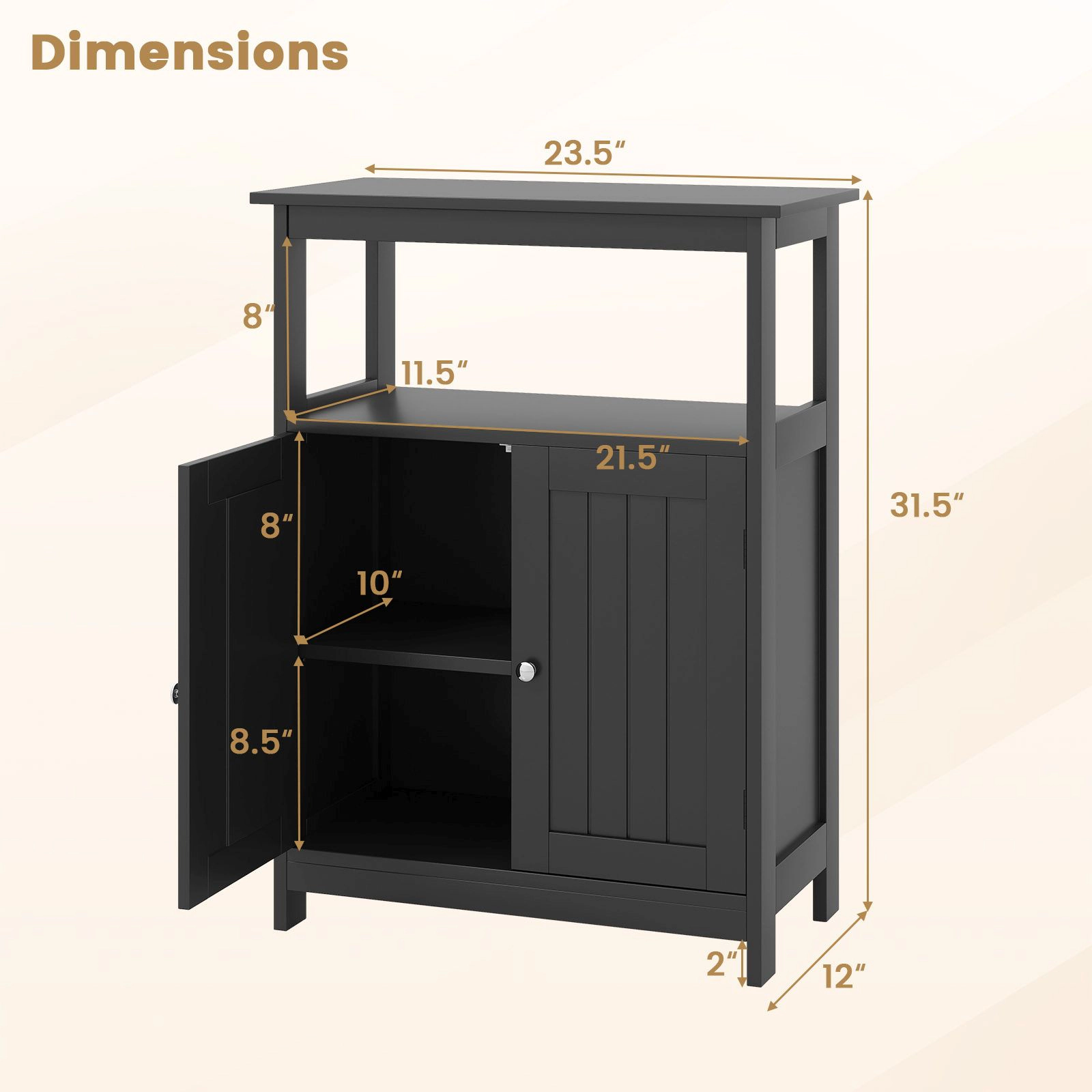 SlickBlue Freestanding Bathroom Floor Cabinet with Adjustable Shelf