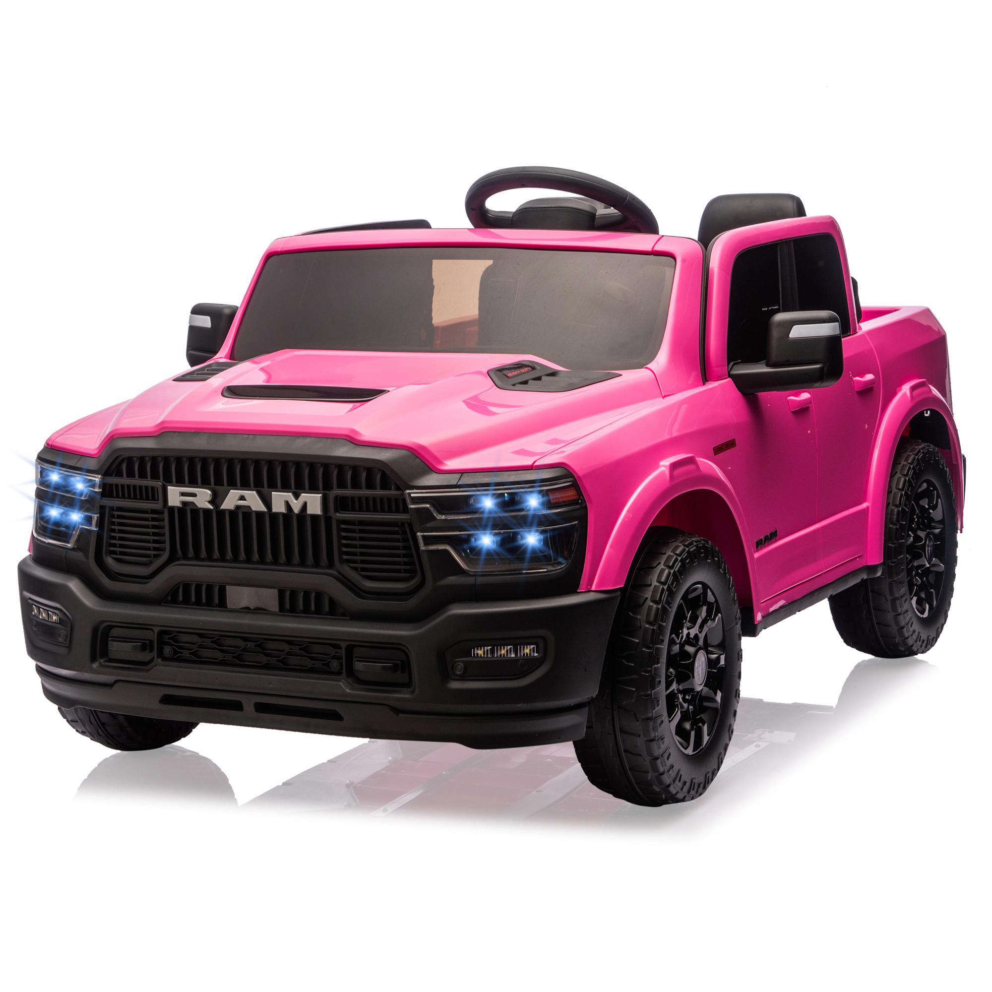 2 Seater Kids Electric Car, Licensed RAM 2500 24V Ride On Truck w/Remote, Bluetooth, 3 Speeds, LED, Suspension, Trunk