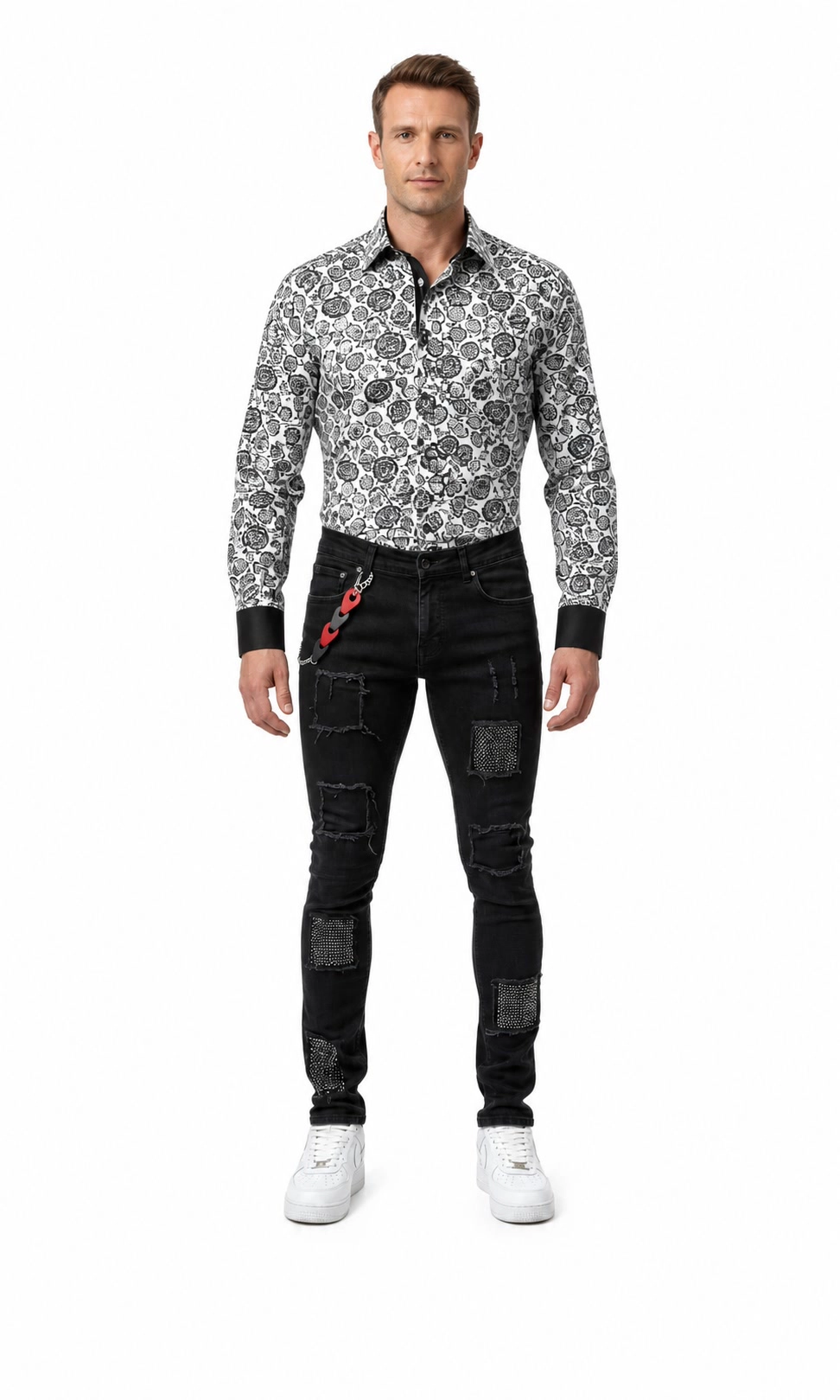 Elie Balleh Men's Patchwork Distressed Jeans