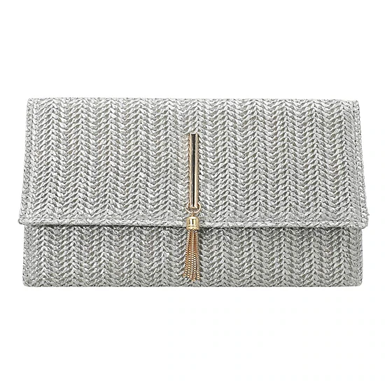 Fashnzfab Raffia Woven Envelope Flat Clutch Crossbody Bag