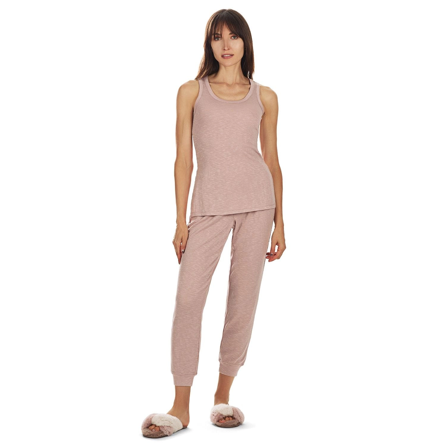 Memoi Women's Soft Rib Slub Knit Tank Top with Side Slits