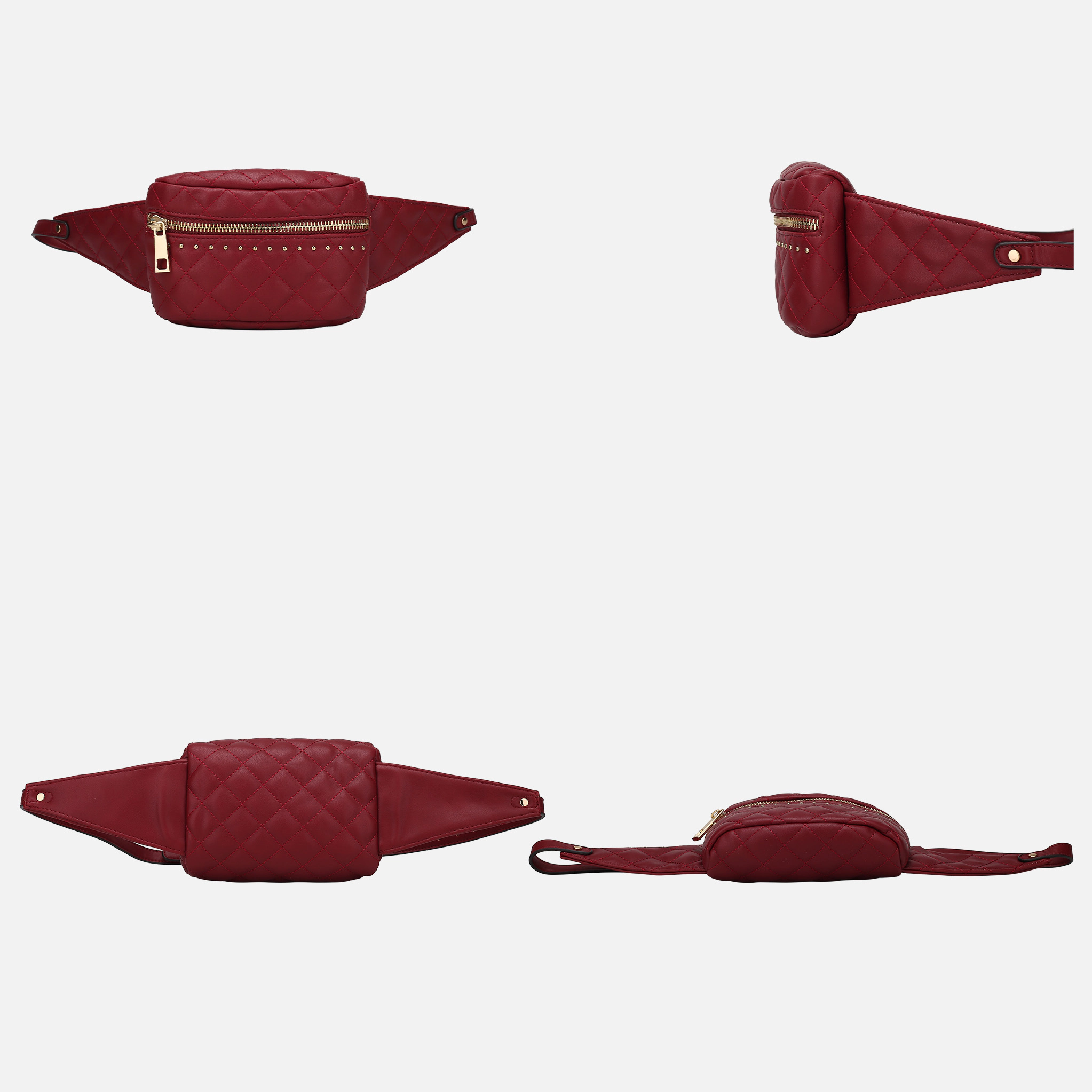Mia K Collection Camilia Vegan Leather Belt Waist Bag, Gold-Tone Hardware