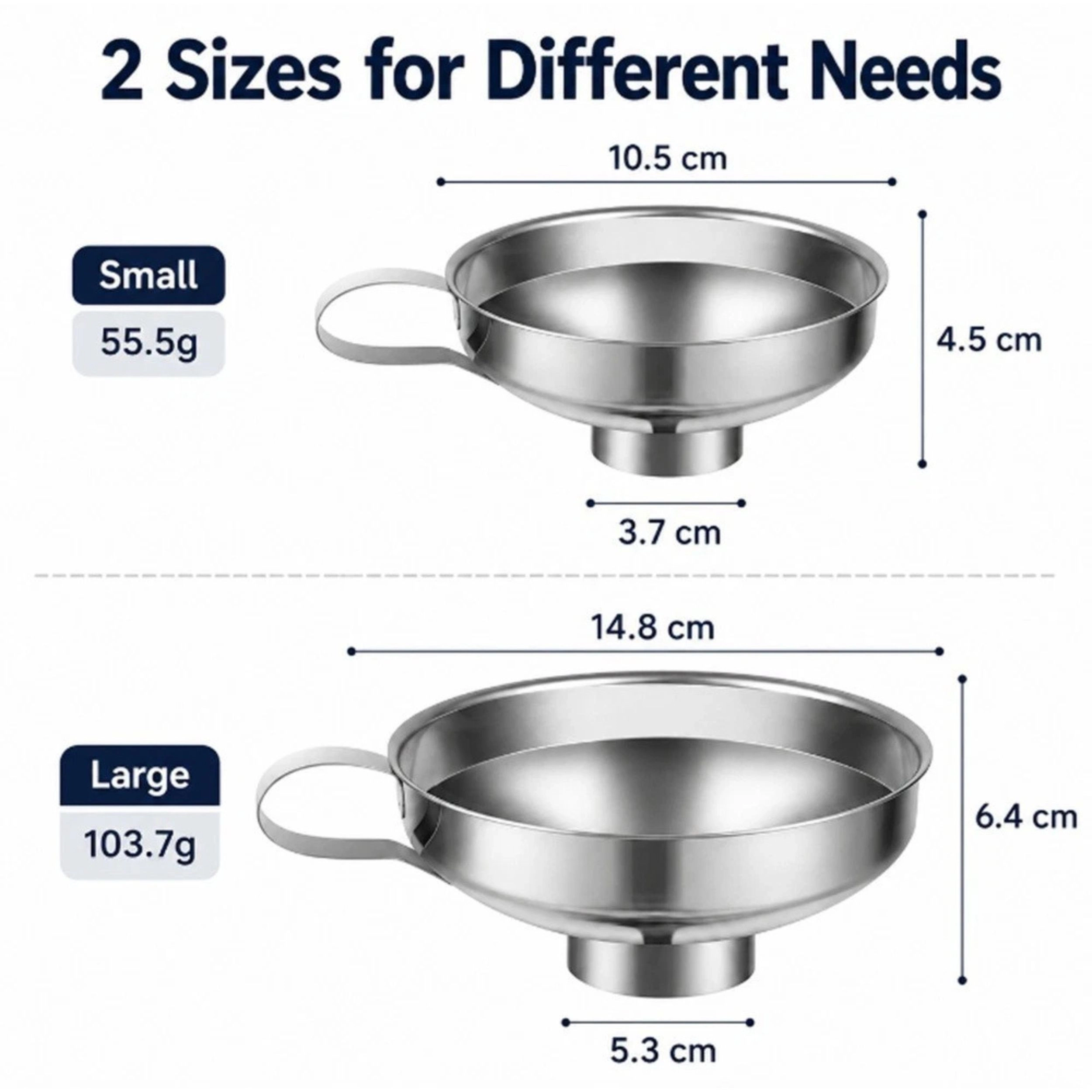 Home Collection 2-Piece Stainless Steel Wide Mouth Canning Funnel Set for Mason Jars