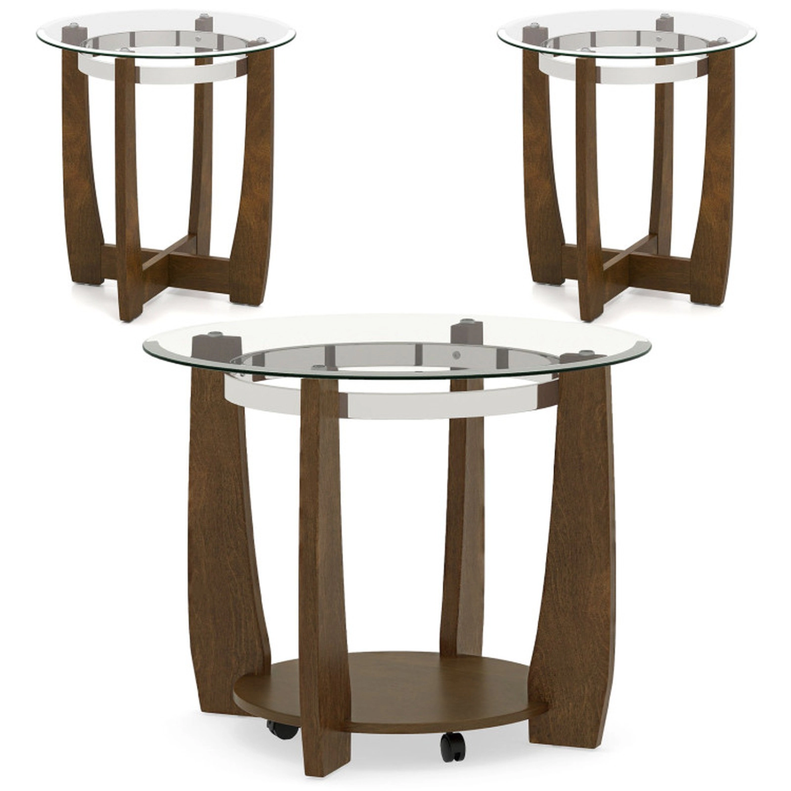 SUGIFT Tempered Glass 3-Piece Coffee Table and Side Tables Set 300-lb Coffee Table Capacity with Shelf 180-lb Capacity