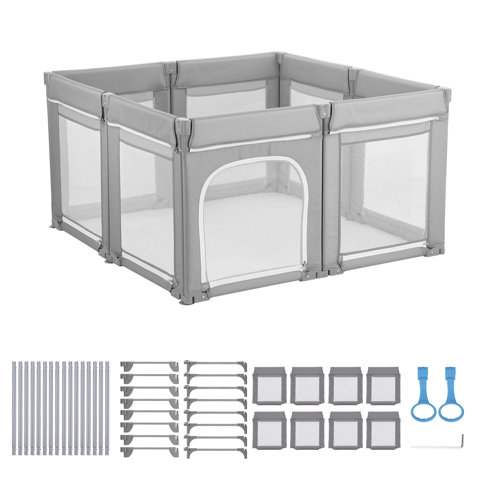 HONGGE Foldable Baby Playpen 47.2 x 47.2 In, Modular Mesh Play Yard for Indoor Outdoor Toddlers 6-24 Months
