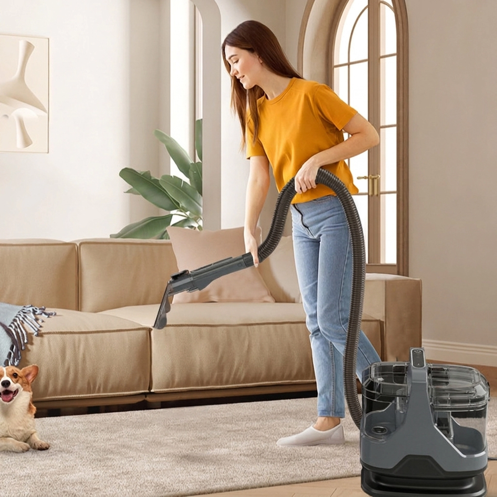SUGIFT Gray Portable Upholstery and Carpet Cleaner with 44-oz Water Tank 600W 15-kPa Suction 12-in W 12.5-in H