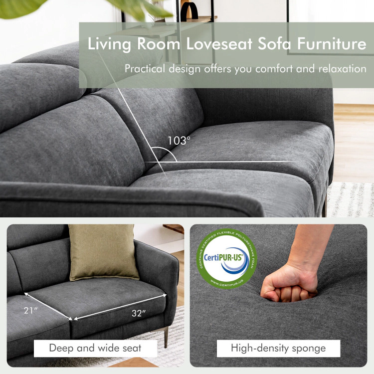 Hivvago 72.5-Inch Contemporary Fabric Loveseat Sofa with Adjustable Headrests