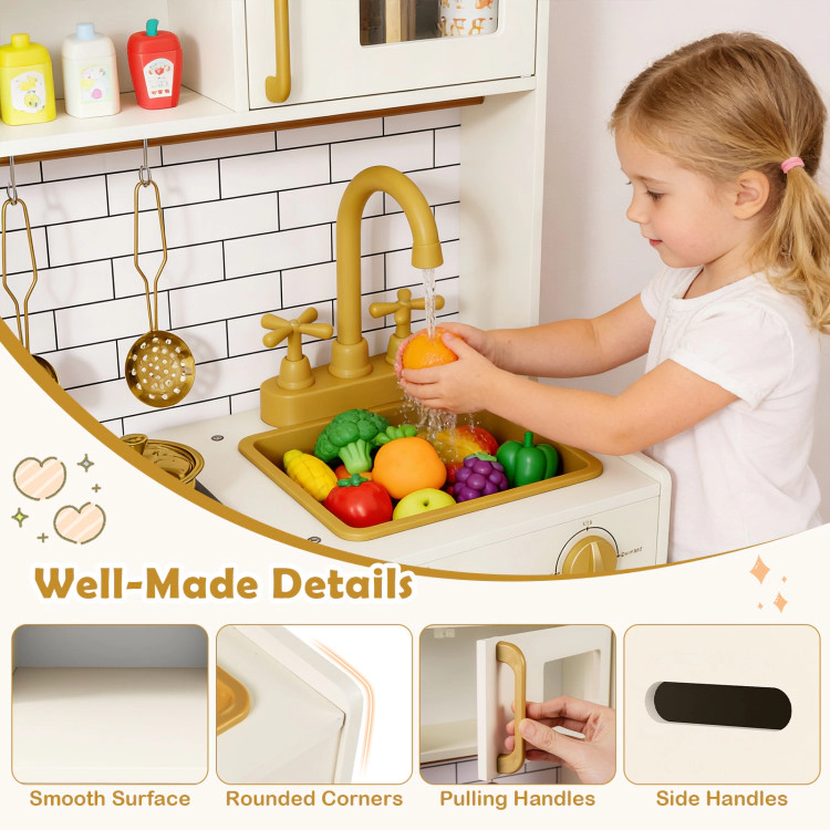 Hivvago Pretend Toy Kitchen Set with Stoves and Water Dispenser