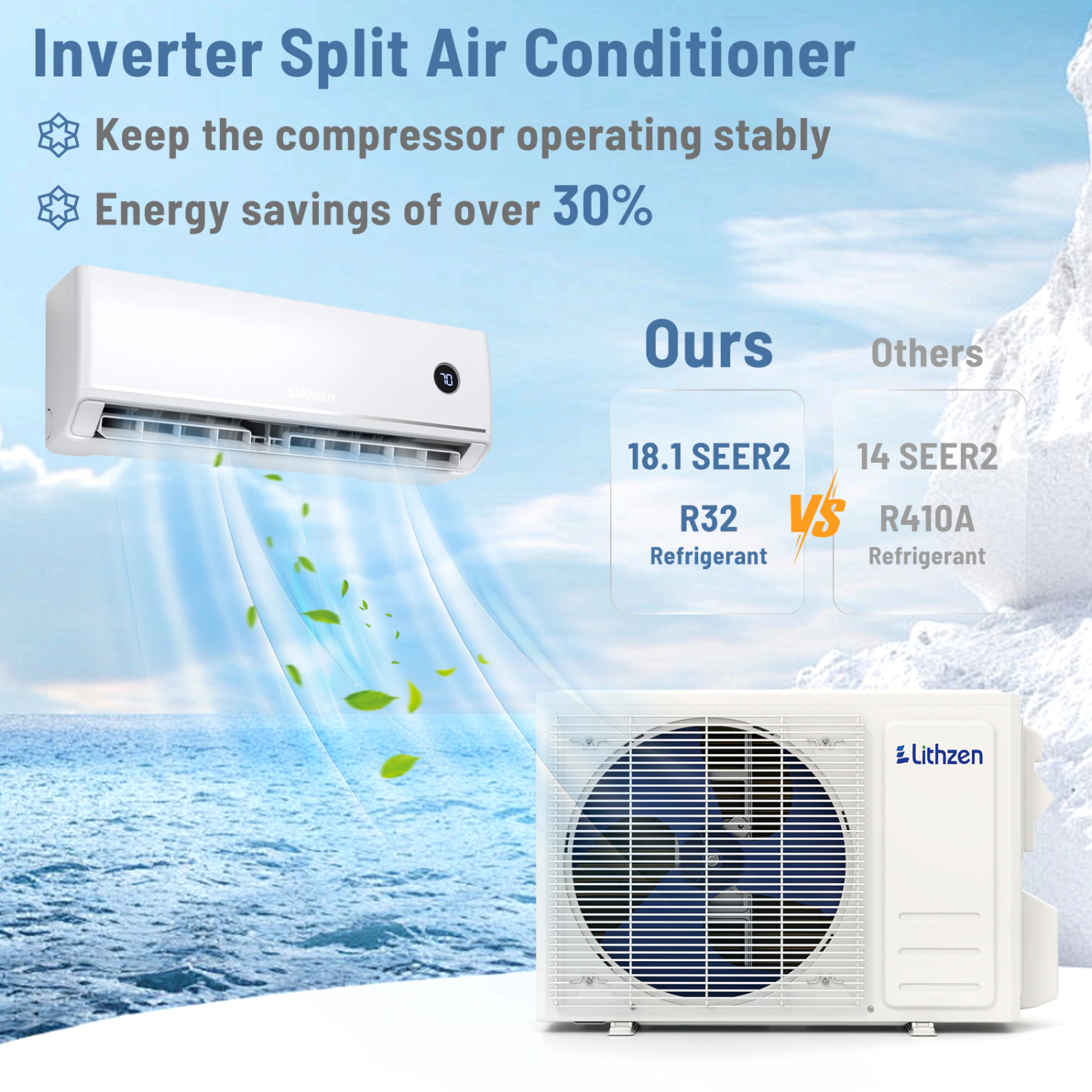 LJG Aire Acondicionado Minisplit 12000 BTU 18.1 SEER2 115V- Funciona Con Alexa | Frío Y Calor Para Todo El Año