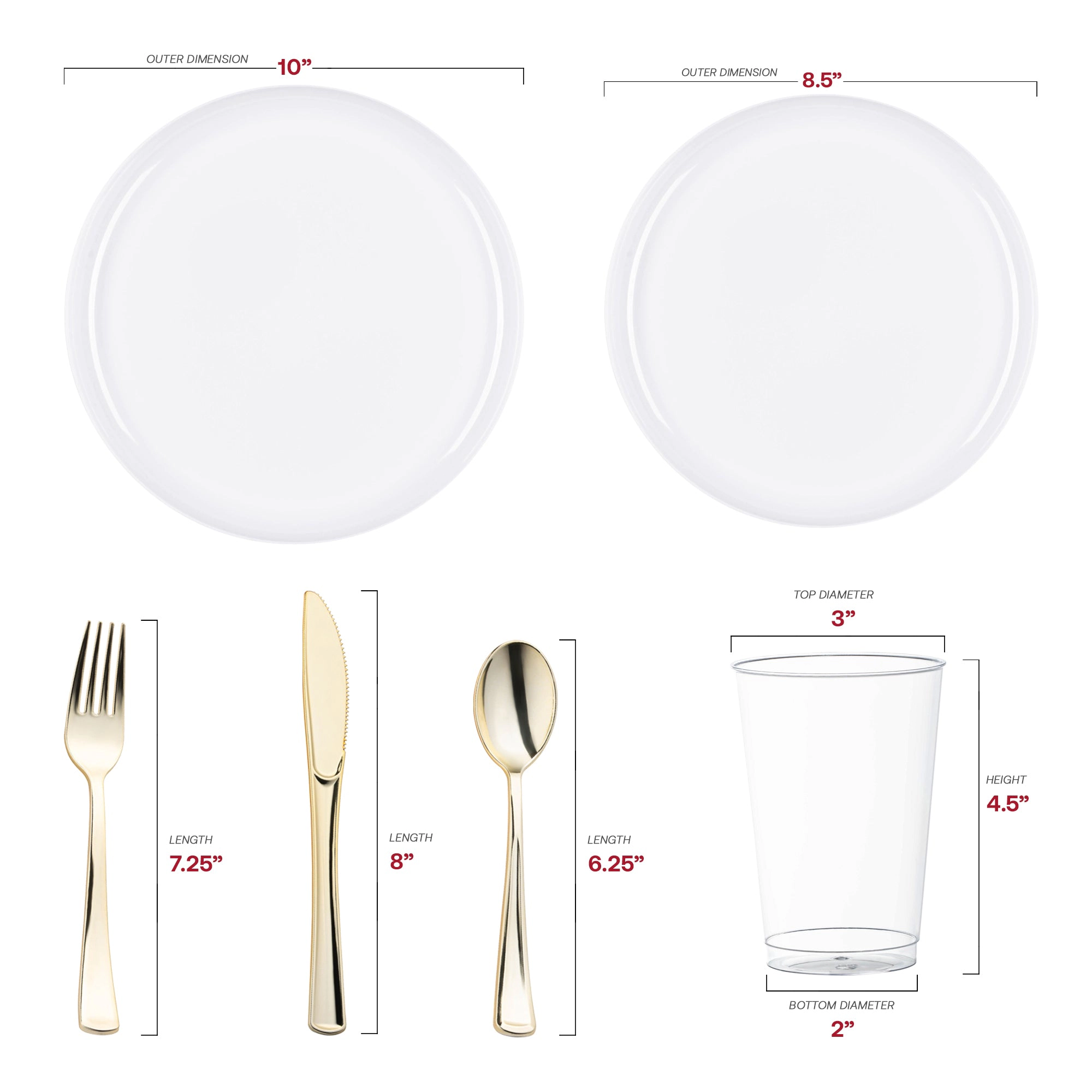 Smarty Had A Party White Flat Round Disposable Plastic Wedding Value Set