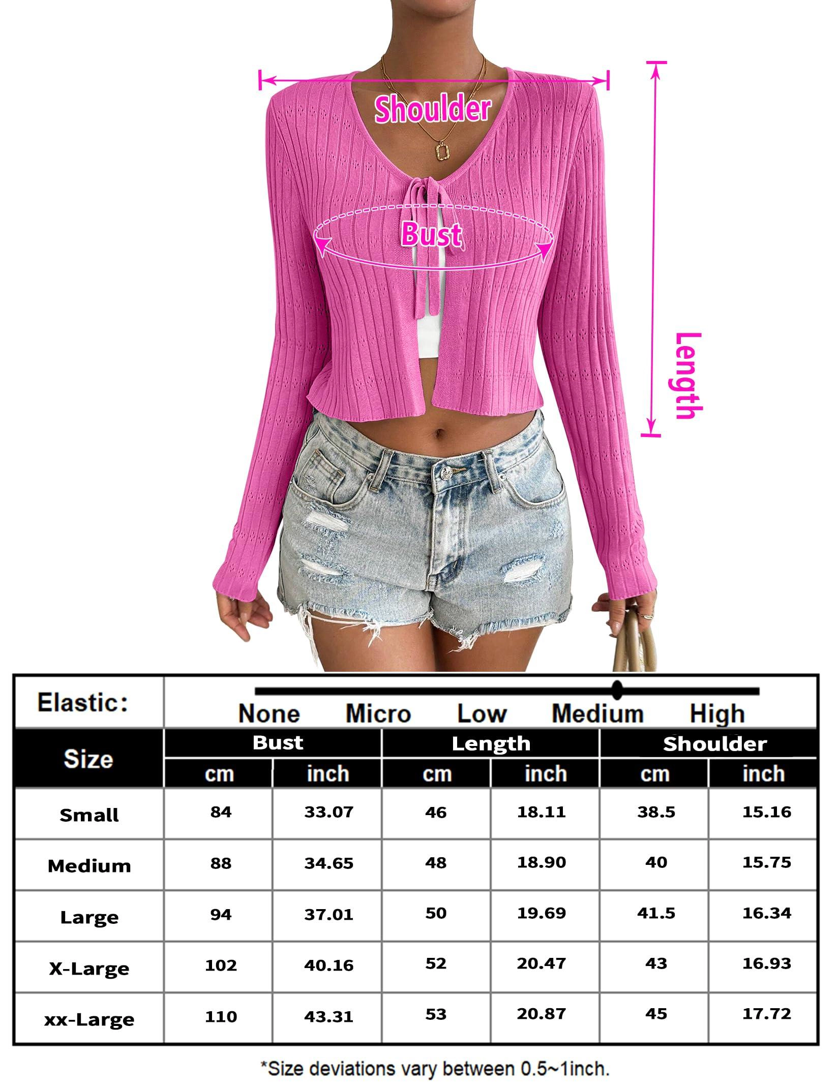 KOJOOIN Cardigan Sweaters for Women Tie Front Long Sleeve Crop Shrugs Rib Knit Tops