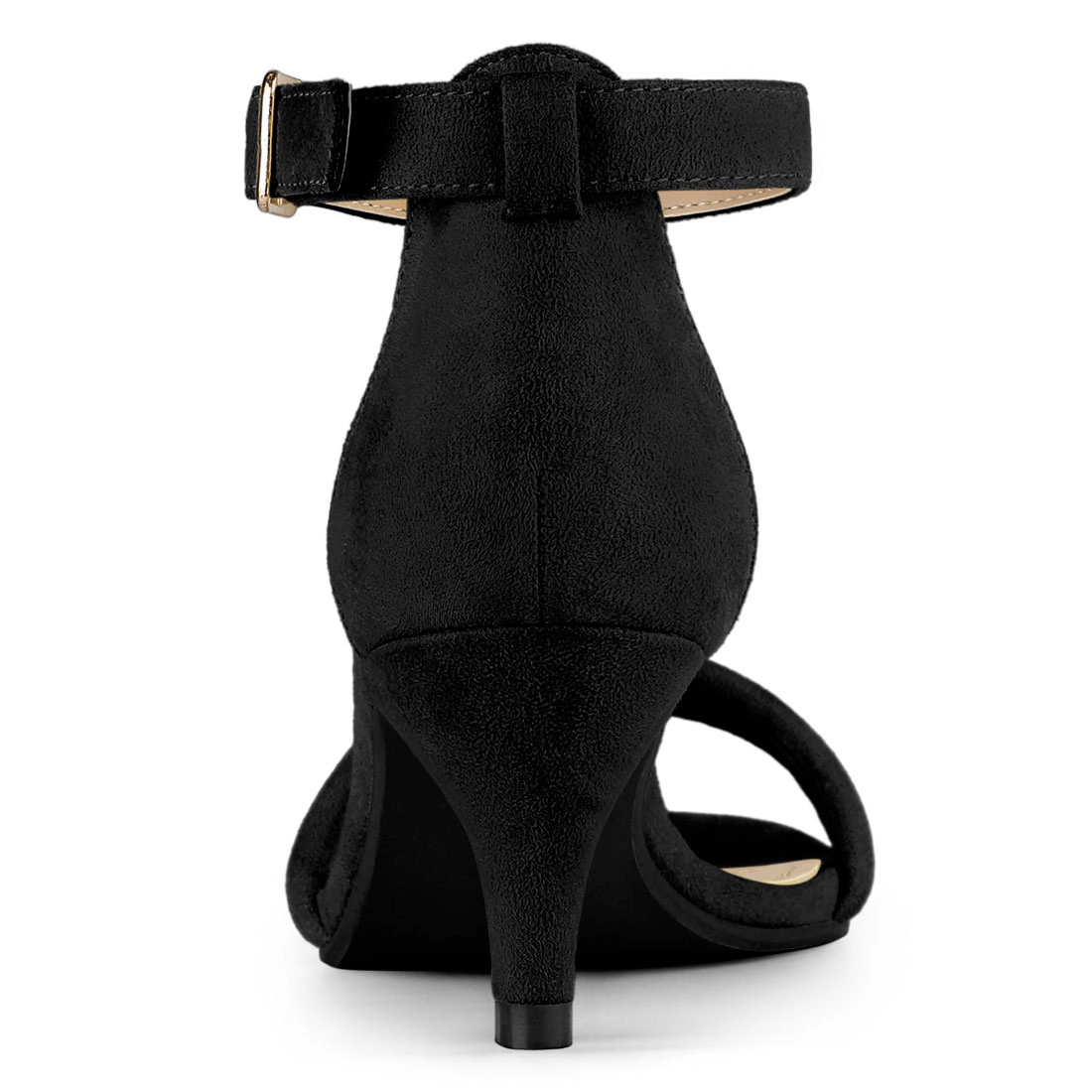 BLISSFUL STEP Women Kitten Heel Ankle Strap Sandals