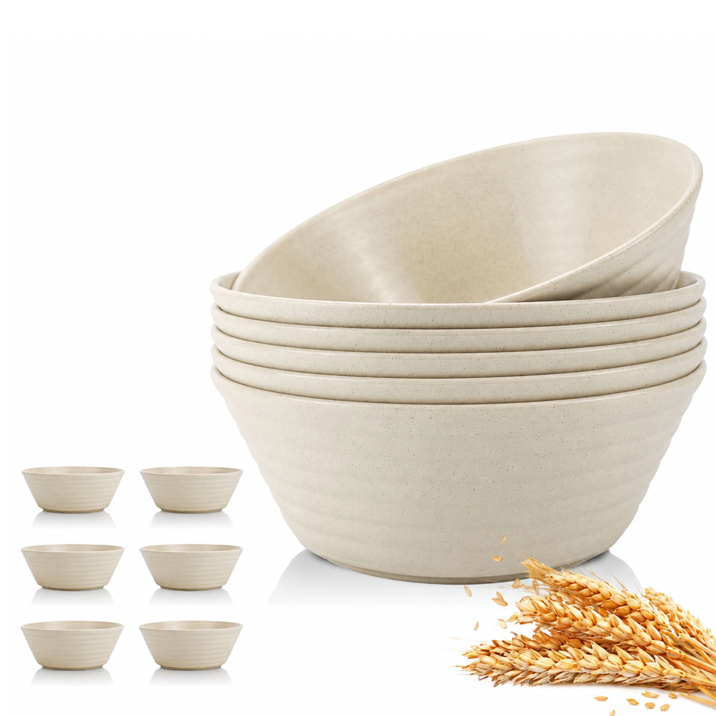 Stock Preferred Pack of 6 36 oz Wheat Straw Cereal and Serving Bowl Set