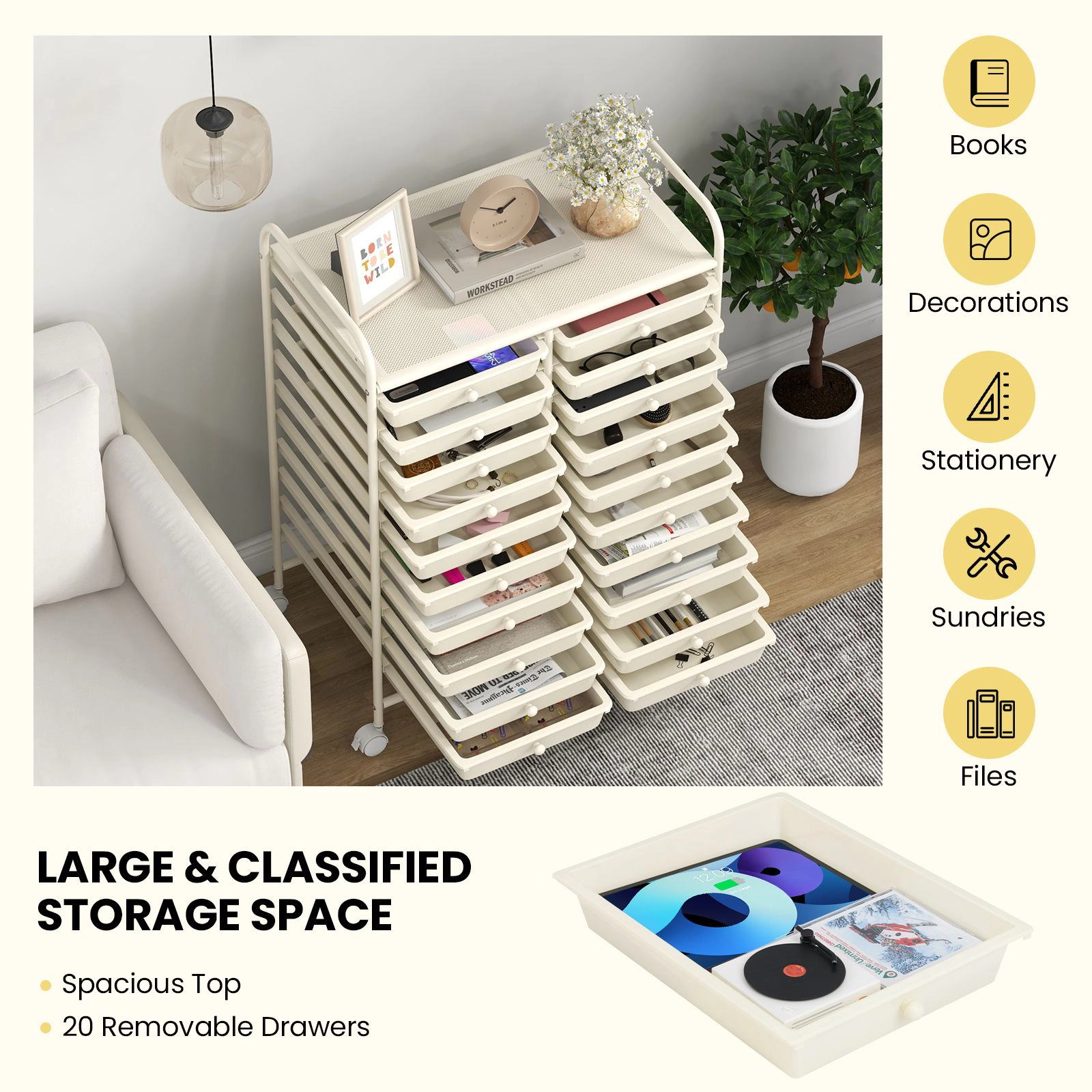 SlickBlue Multi-Tier Utility Cart with Wheels for Home & Office Storage