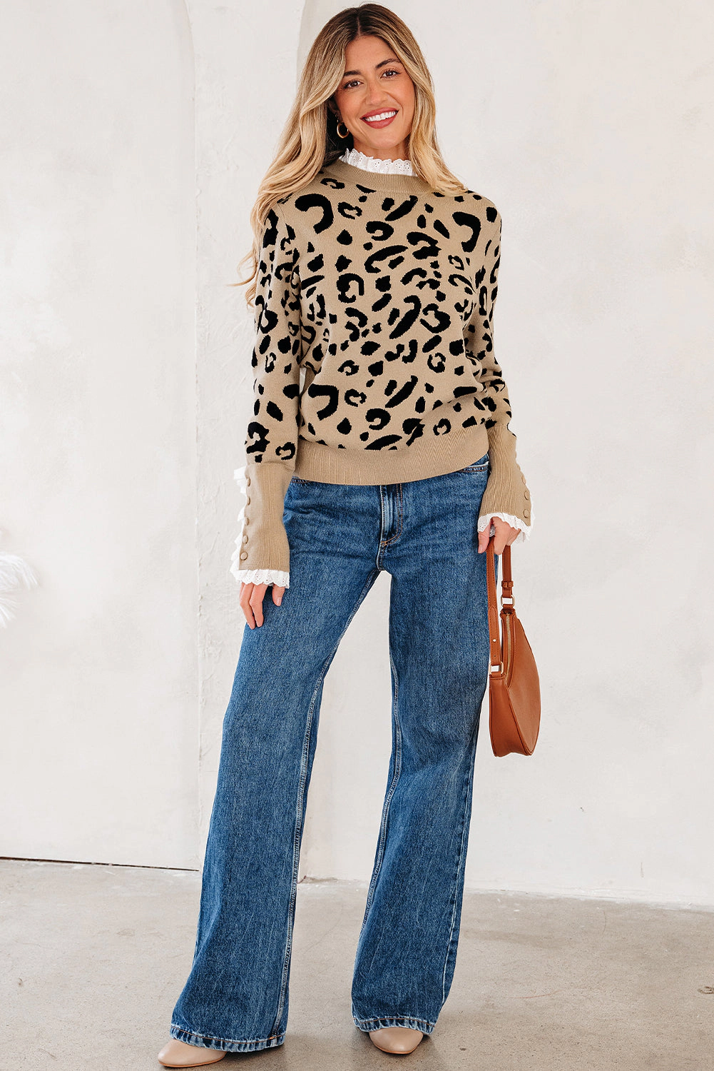 Threaded Pear Women's Amelia Ribbed Detail Cuffed Sweater