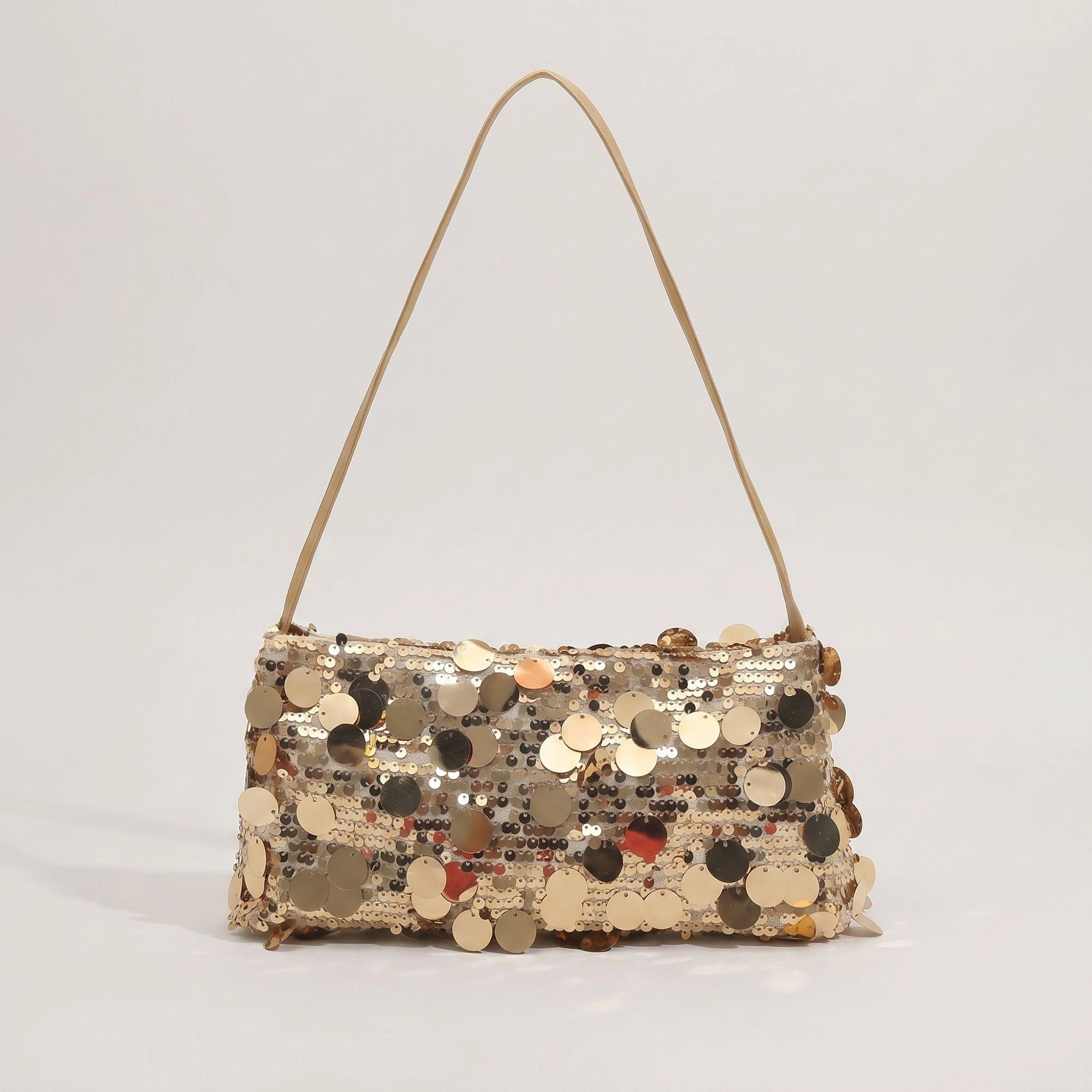Alilang Women's Sequin Baguette Shoulder Bag with Oversized Paillette Details Slim Strap