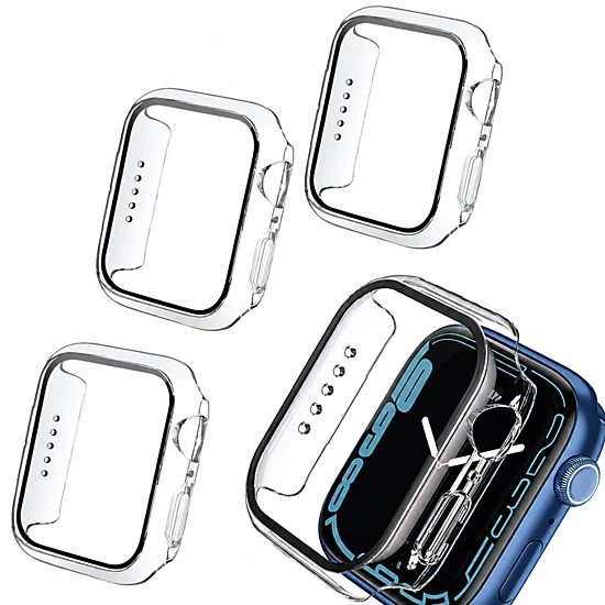 Qixxronics 3PCS for Apple Watch Case, Series SE (40mm), with Built-in Tempered Glass Screen Protector