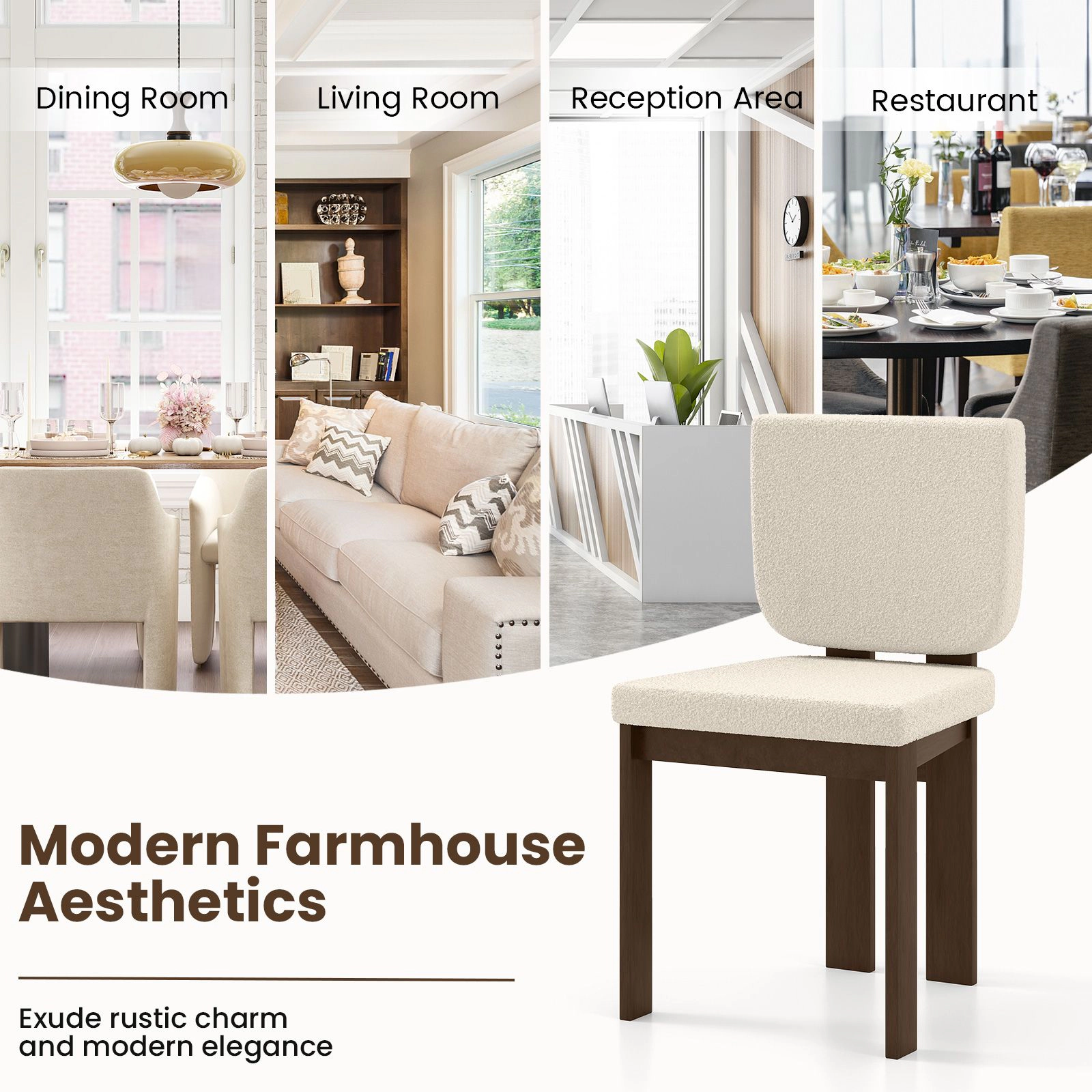 SlickBlue Upholstered Wooden Dining Chairs Set of 2