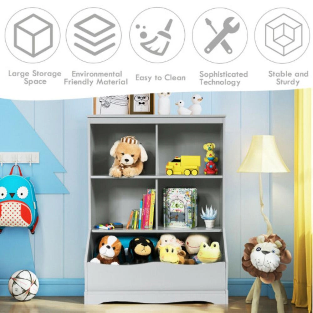 Hivvago 3-Tier Children's Multi-Functional Bookcase Toy Storage Bin Floor Cabinet