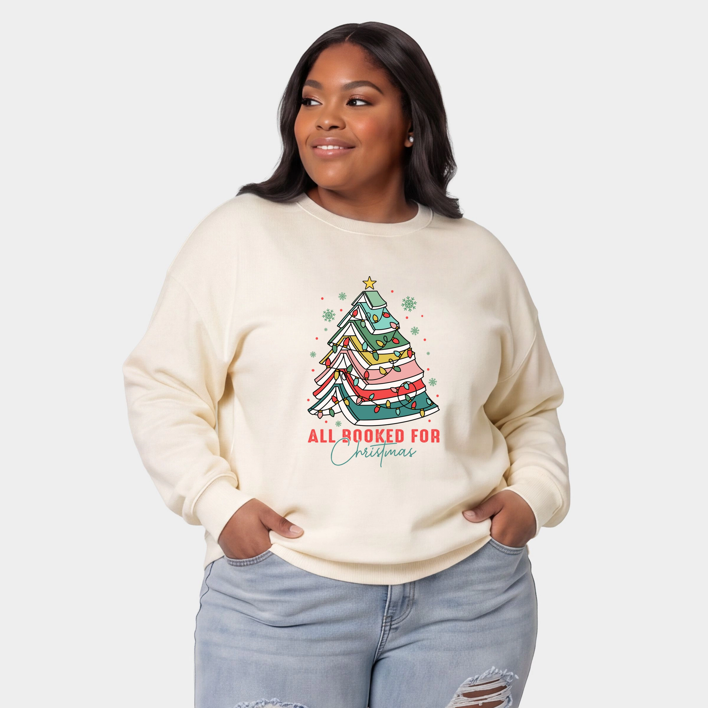 Simply Sage Market - Women's Plus Sweatshirt All Booked For Christmas