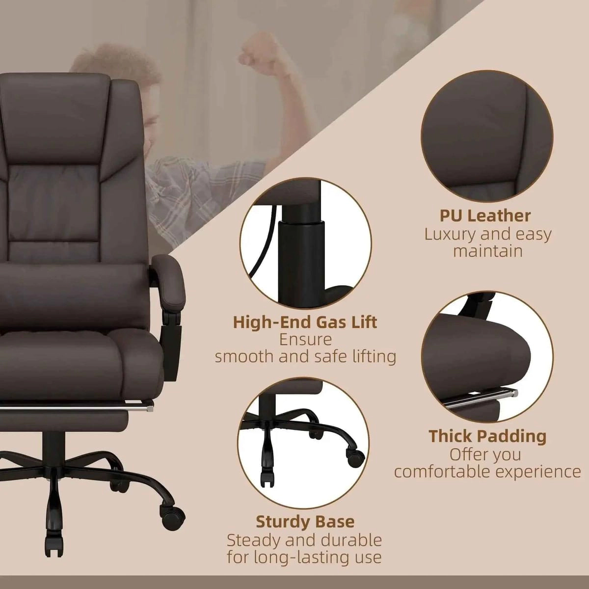Platinum-Level Office Chairs Ergonomic Massage Office Chair with Heated Lumbar Support & Footrest
