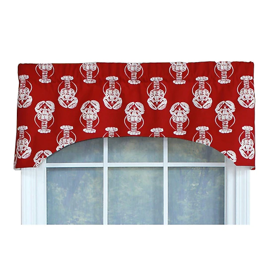 RLF Home Claws Arch 100% Cotton with Fully Lined 3" Rod Pocket Valnance for Windows 50" x 17" Red