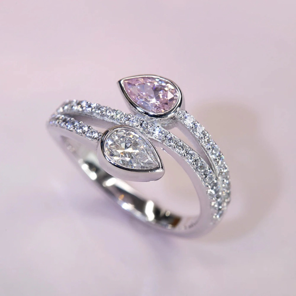 Elegant Dual Teardrop Infinity Ring with Dazzling Stones
