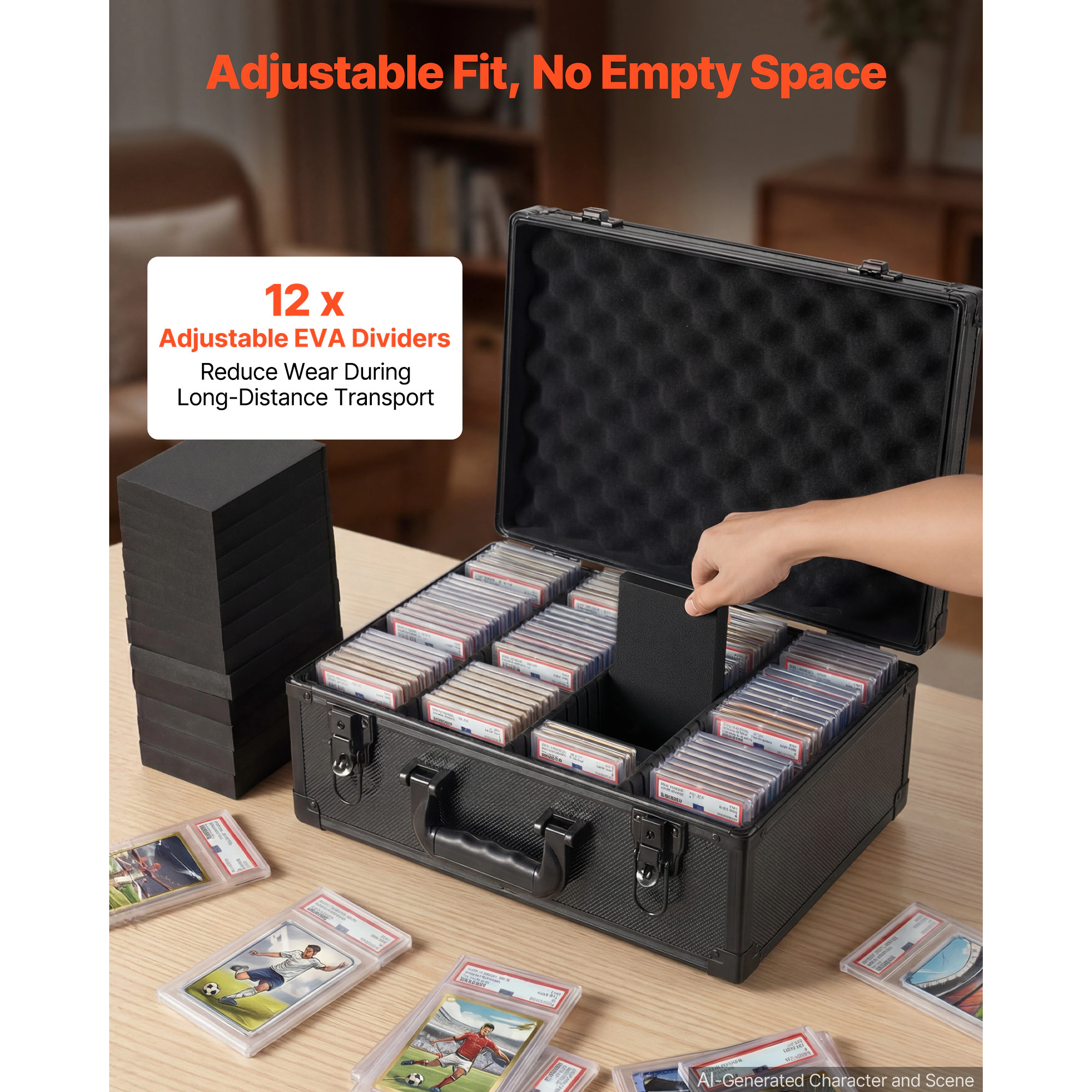 HONGGE Graded Card Case, PSA Slab Storage Box with Lock, Baseball Sports Trading Cards Holder Collector 12 Dividers