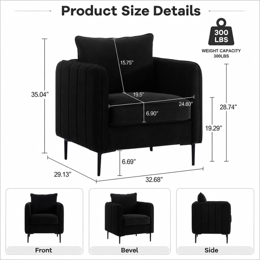 GOODSILO Compact Upholstered Single Seat Accent Sofa