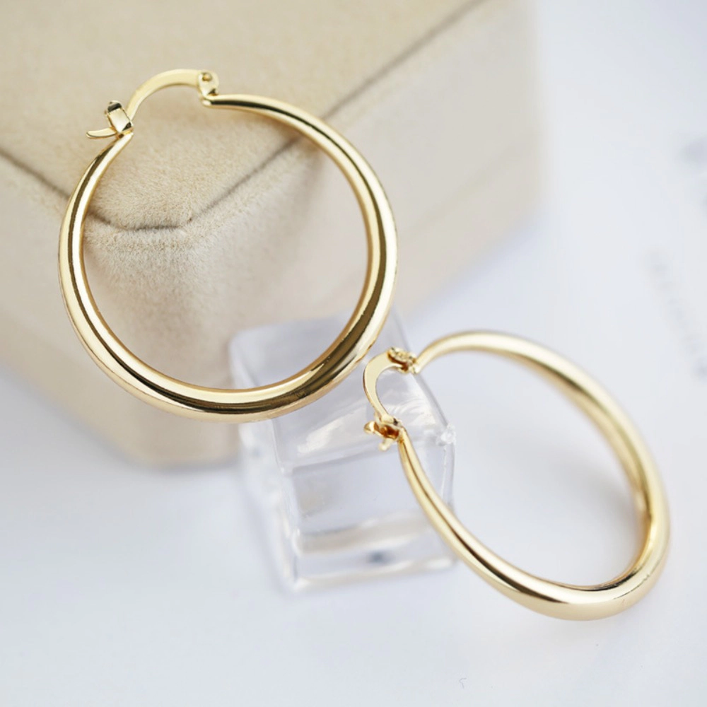 Minimalist Punk Smooth Large Round Hoop Earrings for Women