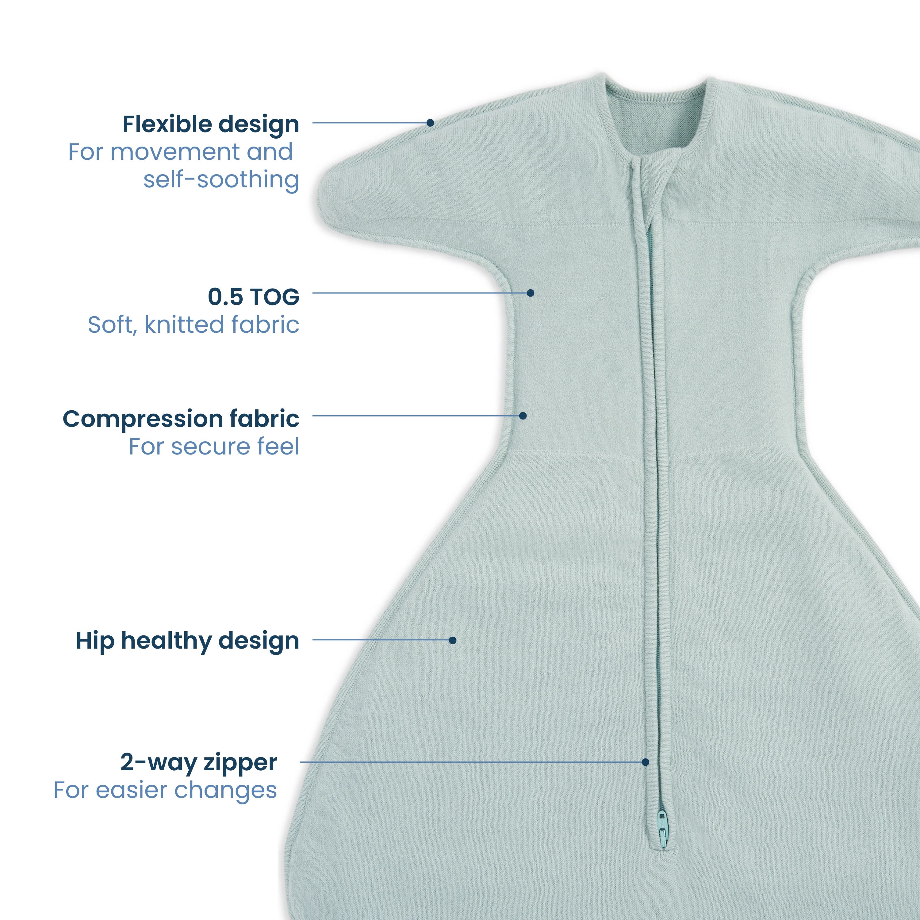 HALO SleepSack SwaddleStretch, Arms Up or Extended Arms, 0 – 3 months, 0.5 TOG