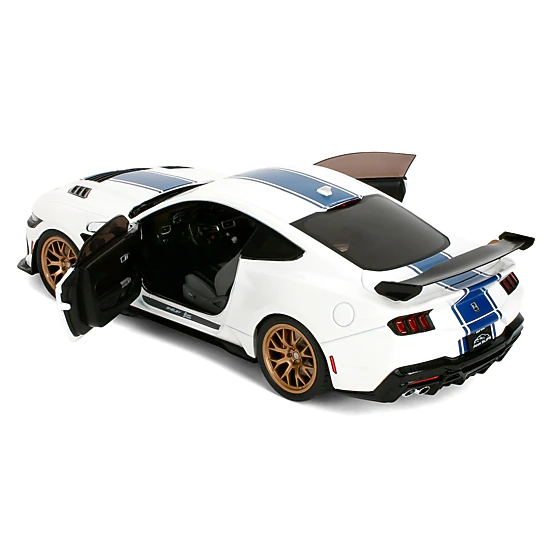 Jada Ford Mustang Shelby Super Snake White Metallic With Blue Stripes And Gold Wheels "Pink Slips" Series 1/18