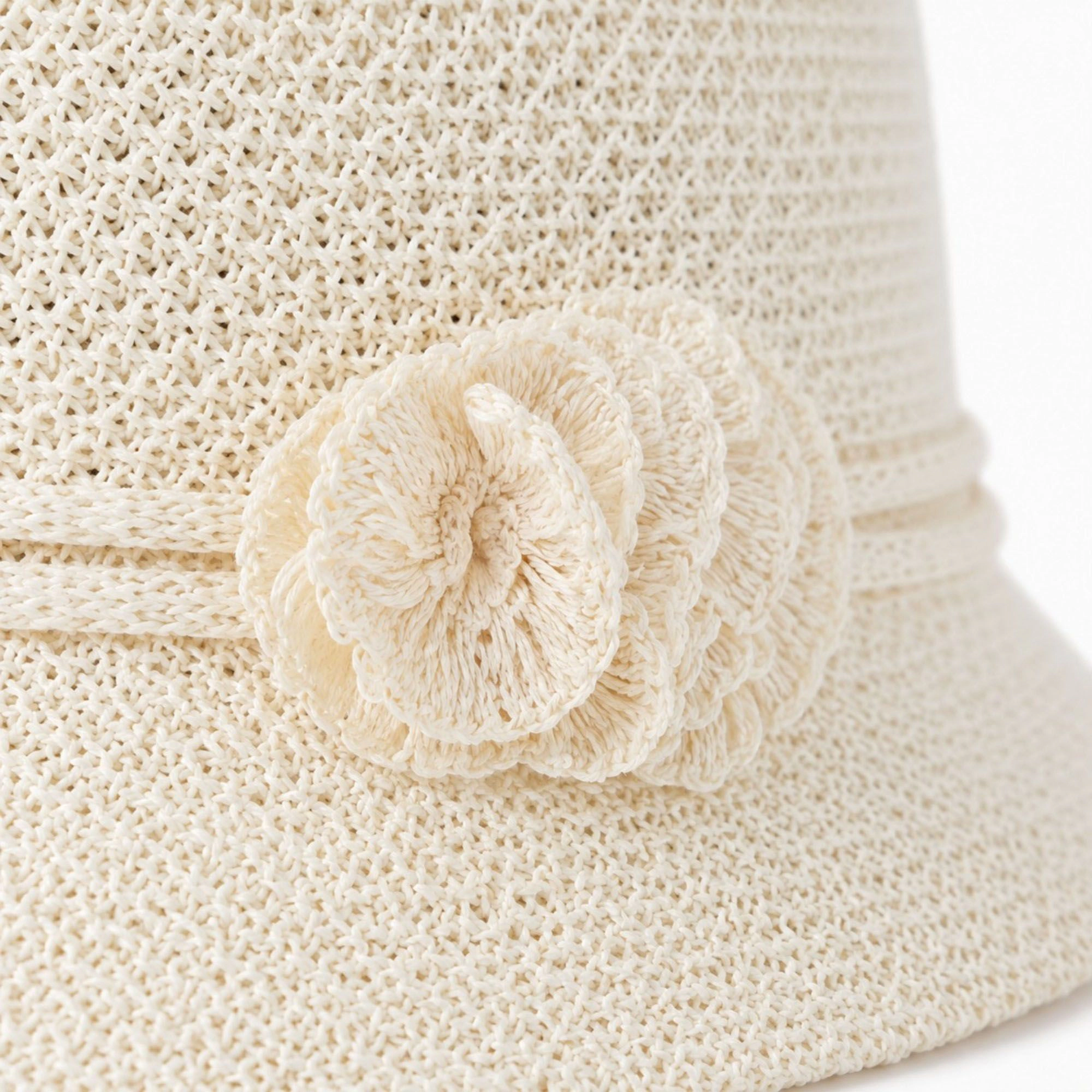 Anna-Kaci Women's Woven Cloche Sun Hat with Floral Accent and Short Brim