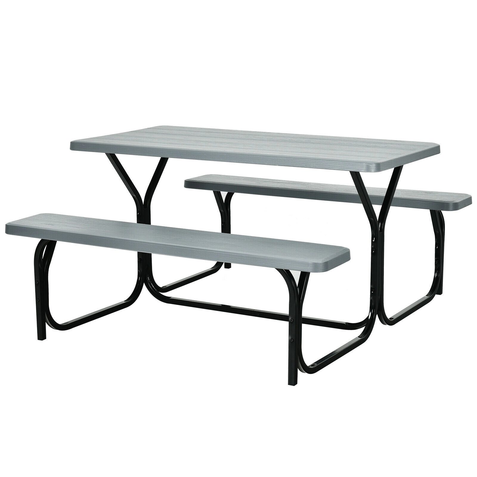 SUGIFT Gray 54-In Outdoor HDPE Picnic Table and Bench Set