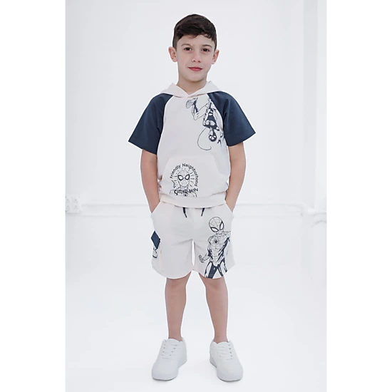 Marvel Spider-Man Boys' 2-Piece French Terry Hooded Tee and Shorts Set